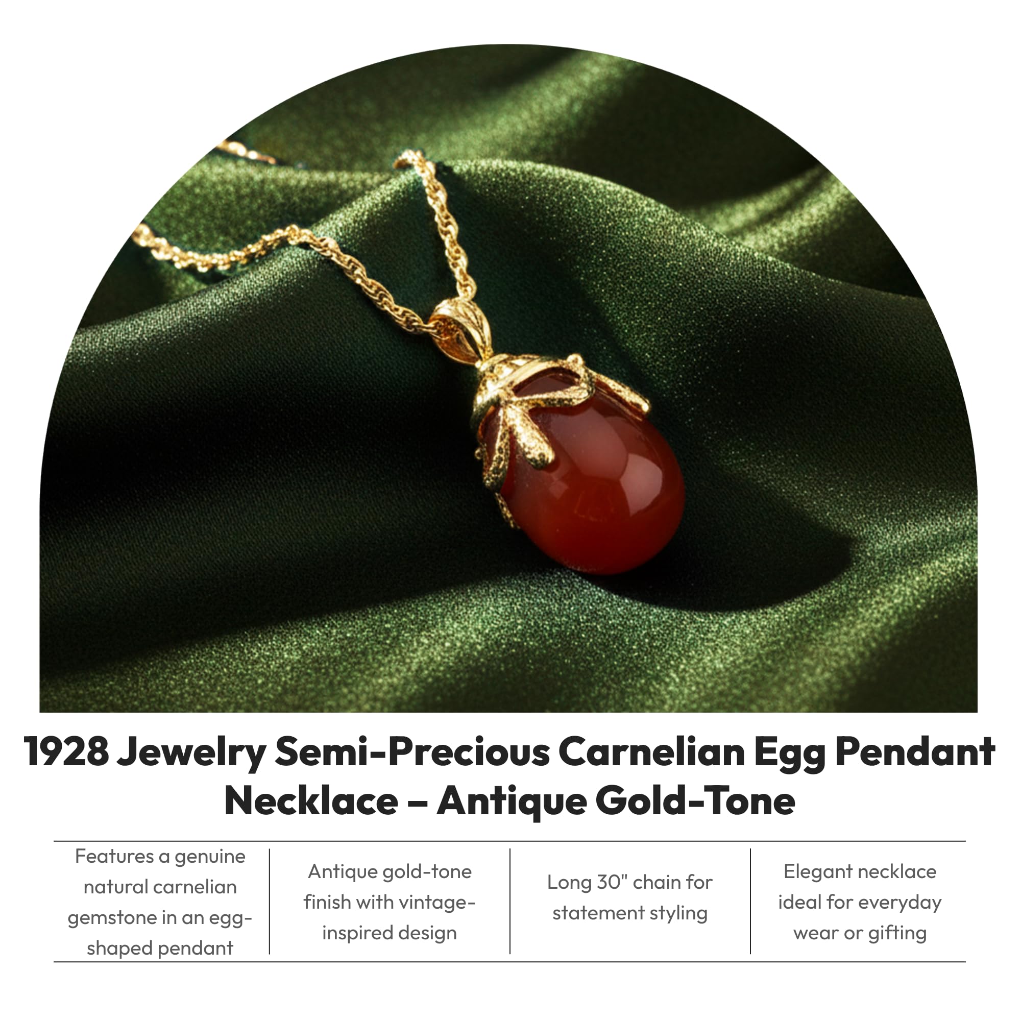 Amazon.com: 1928 Jewelry Women's 30-Inch Semi-Precious Carnelian