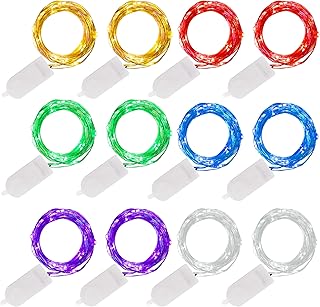 Twinkle Star 20 LED 6.5 FT Fairy String Lights Battery Operated, Waterproof Silver Wire Firefly Starry Mini Lights for Ind...