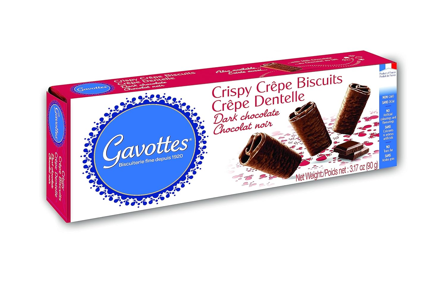 Gavottes French Dark-Chocolate-Covered Mini Crispy Crepes 2 Pack | Ready to eat Crispy Crepes | Crispy Crepes From France | Mini Chocolate Covered Crispy Crepes (2 Packs of 18 | 2 x 3.17oz/90g)