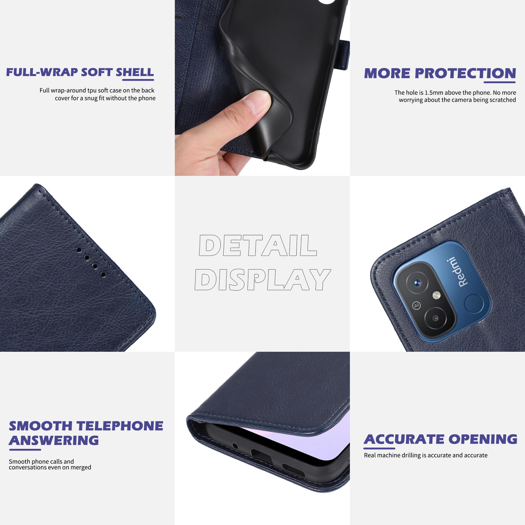 Custodia In Pelle Per Xiaomi Redmi 13C Con Portafoglio E Supporto – Cover Rossa + Pellicola - 2