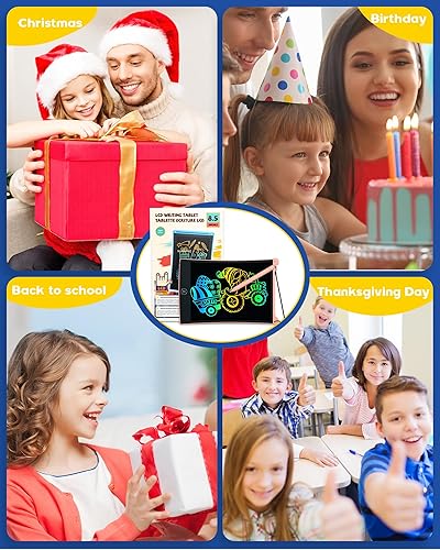 Miniatura 8 de bravokids Tableta de escritura LCD con cordón, tablero de dibujo colorido de 8.5 pulgadas para niños, juegos de viaje, juguetes de aprendizaje,