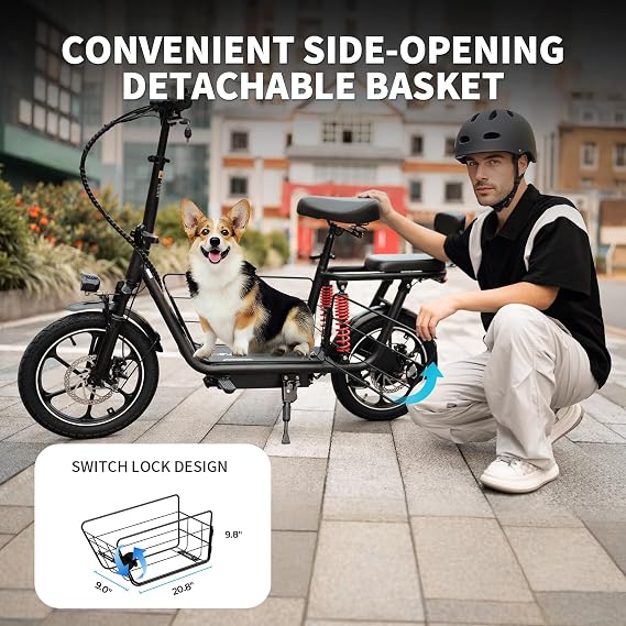 14/ 16 Electric Scooter with Seat for Adults | 25/ 40 Miles Range & 20MPH, 850W/ 819W Peak Motor, Dual Suspension, Cruise Control, 2 Seat Foldable E Scooters with Basket