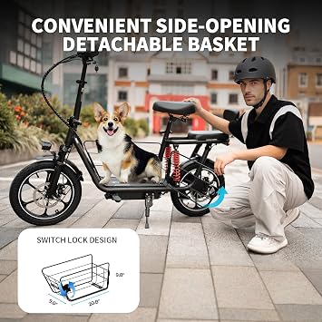 14/ 16 Electric Scooter with Seat for Adults | 25/ 40 Miles Range & 20MPH, 850W/ 819W Peak Motor, Dual Suspension, Cruise Control, 2 Seat Foldable E Scooters with Basket