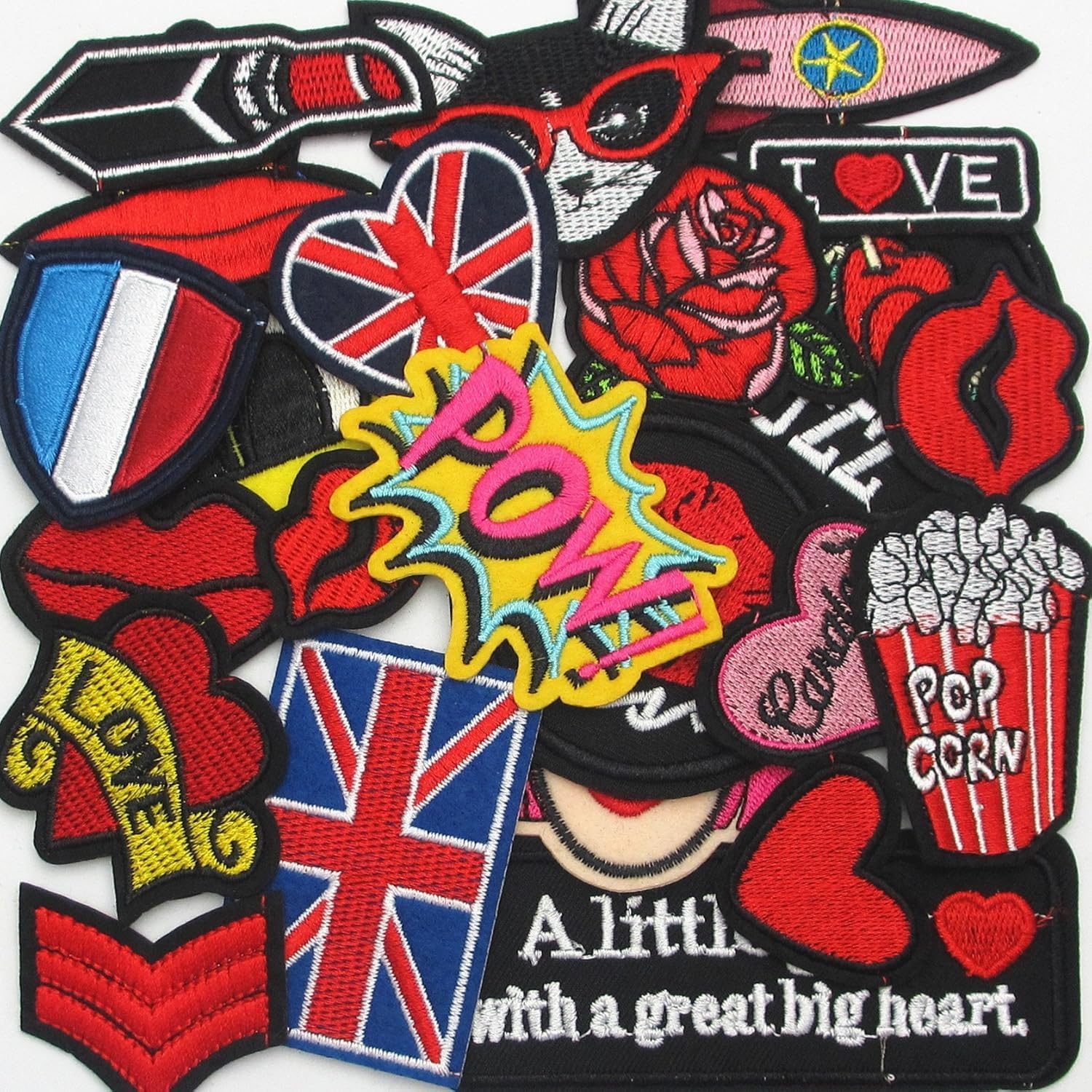 20pcs Random Assorted Styles Kid Sew On/Iron On Patch Applique Clothes Dress Plant Hat Jeans Sewing Flowers Applique DIY Accessory