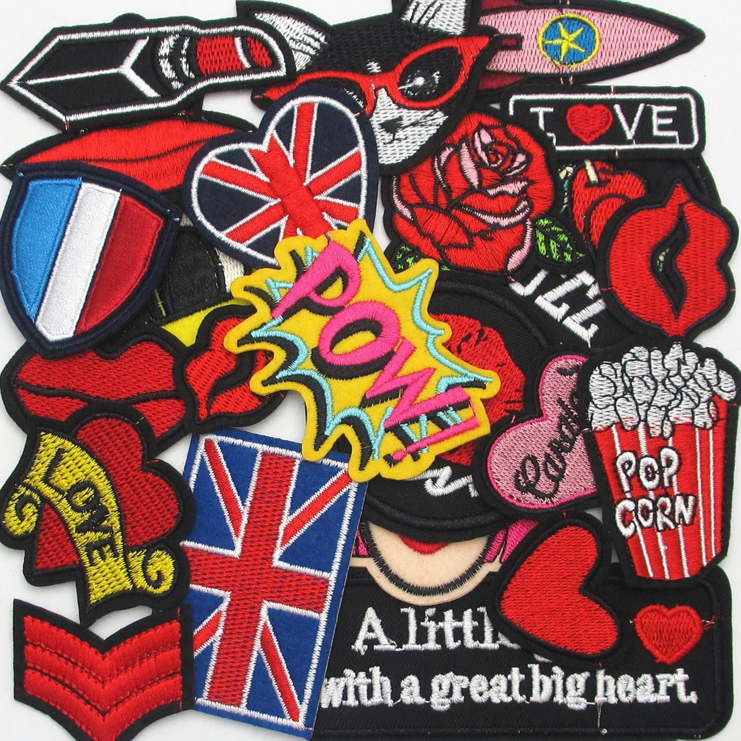 20pcs Random Assorted Styles Kid Sew On/Iron On Patch Applique Clothes Dress Plant Hat Jeans Sewing Flowers Applique DIY Accessory