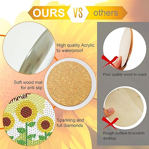 Miniatura 6 de 8 posavasos de pintura de diamantes con soporte, posavasos de arte de diamante de paisaje para adultos, kits de pintura de diamantes para niños