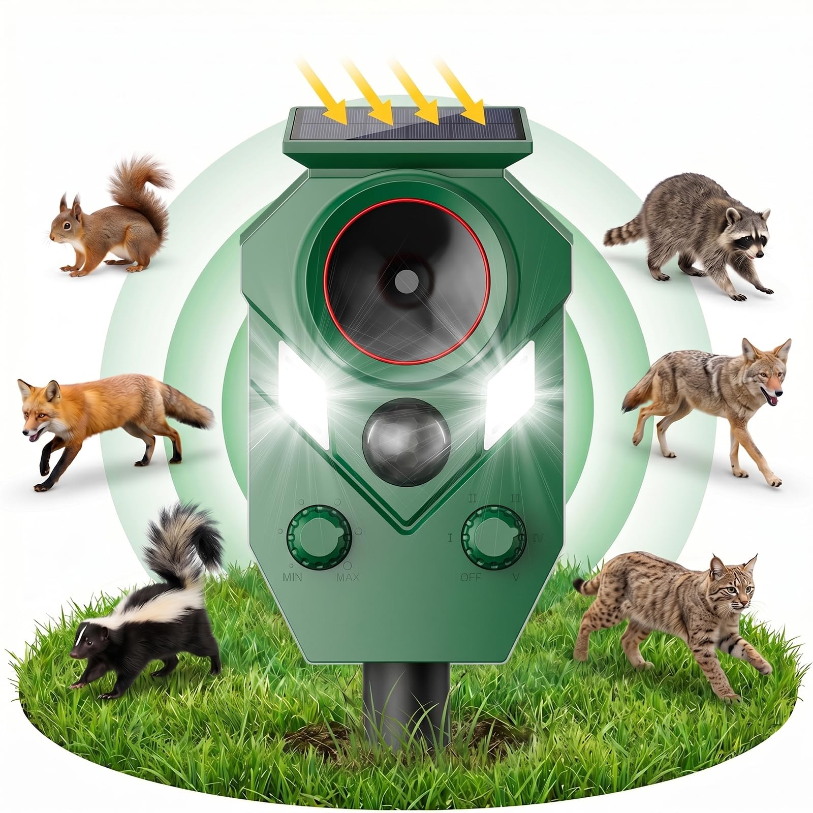 Katzenschreck Ultraschall, Katzenabwehr Garten Mit IP65 & 5 Modi Solar, Schlangenabwehr, Marderschreck, Vogelabwehr Ultraschall, Katzen Vertreiben Garten für Schlangen, Wühlmäuse in Gärten