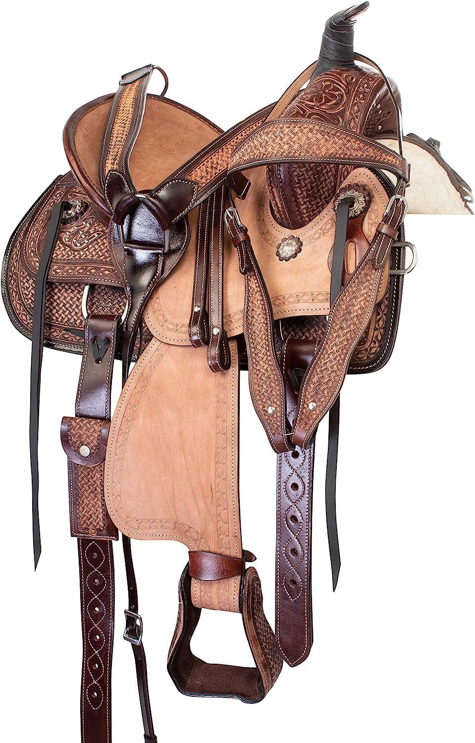 Kids Western Saddle TACK - Juego de tachuelas de cuero con herramientas para montar a caballo de caballos, tamaño de caballo de 10 pulgadas, 11 pulgadas, 12 pulgadas y 13 pulgadas