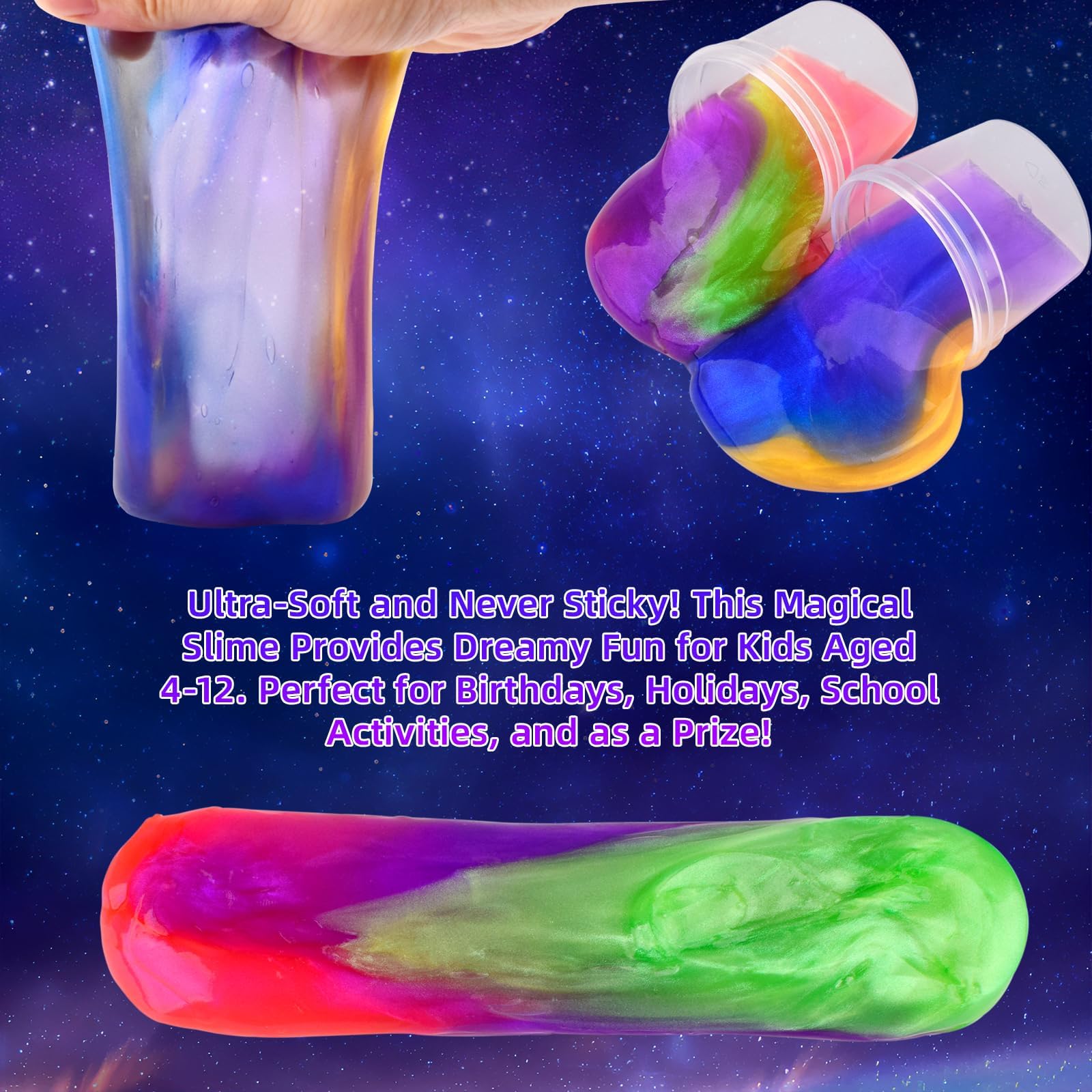 28 Packs Colorful Galaxy Slime for Girls & Boys, Fluffy Stretchy & Non-Sticky, Stocking Stuffers for - Image 4