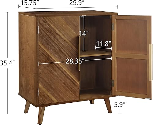 Miniatura 3 de Fat Ant Armario buffet con almacenamiento, aparador moderno de mediados de siglo de 30 pulgadas con 2 puertas, credenza decorativa con estantes