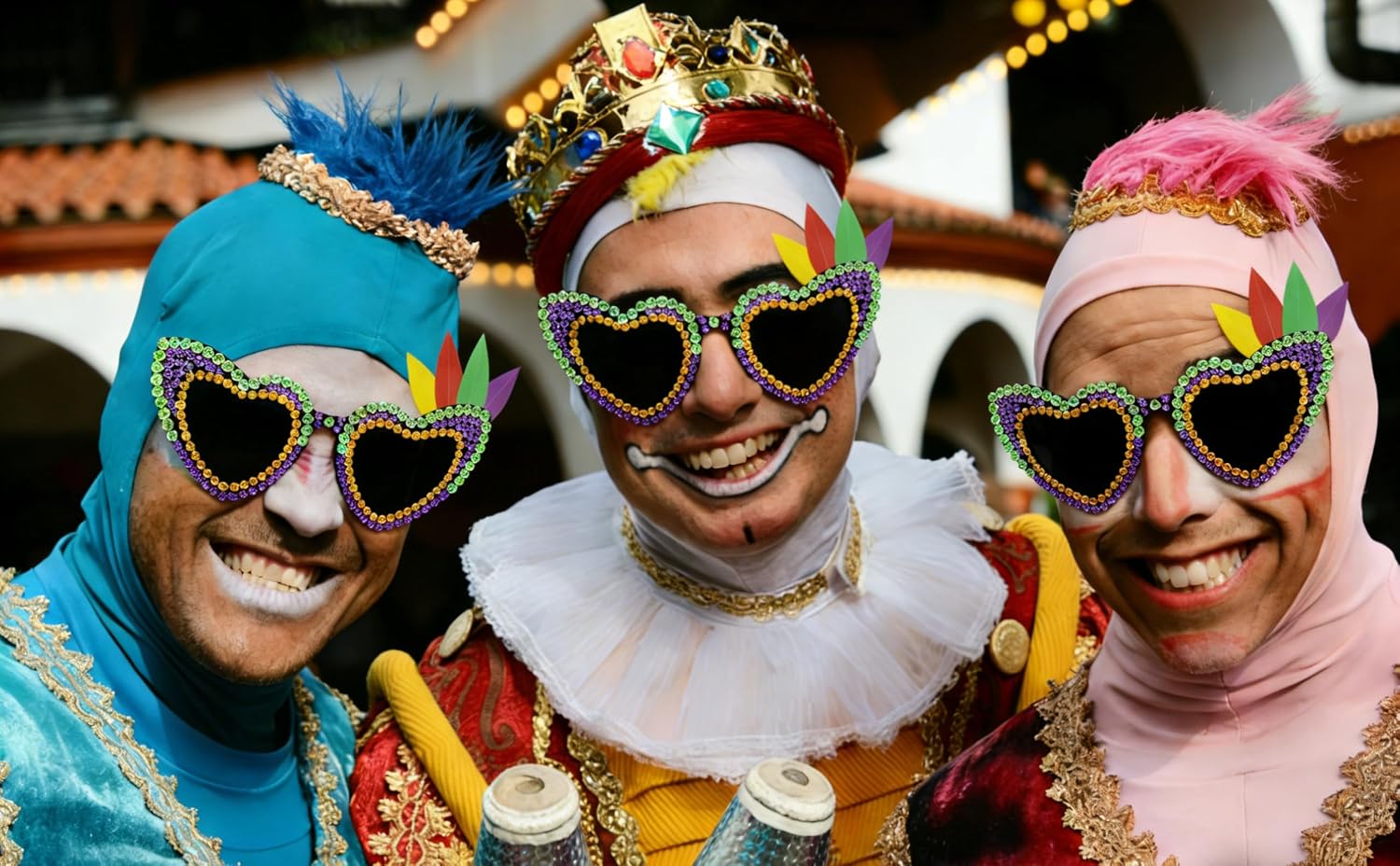 Mardi Gras Sunglasses for Women Men,Carnival Parade Masquerade Party New Orleans Fantasy Outfit Decorations