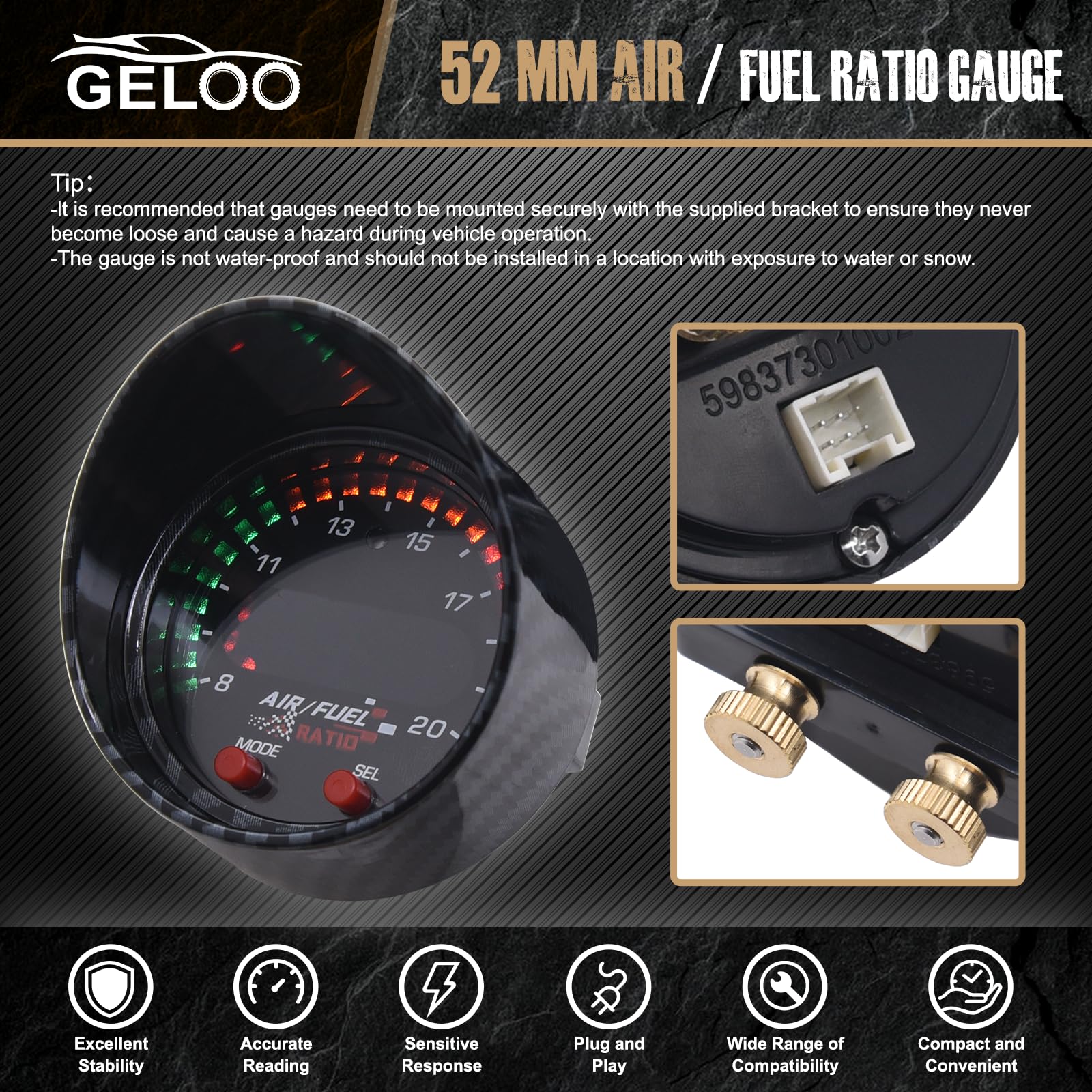 AEM X-Series Wideband Gauge 52mm O2 UEGO AFR Controller W/o Sensor 30 - 9
