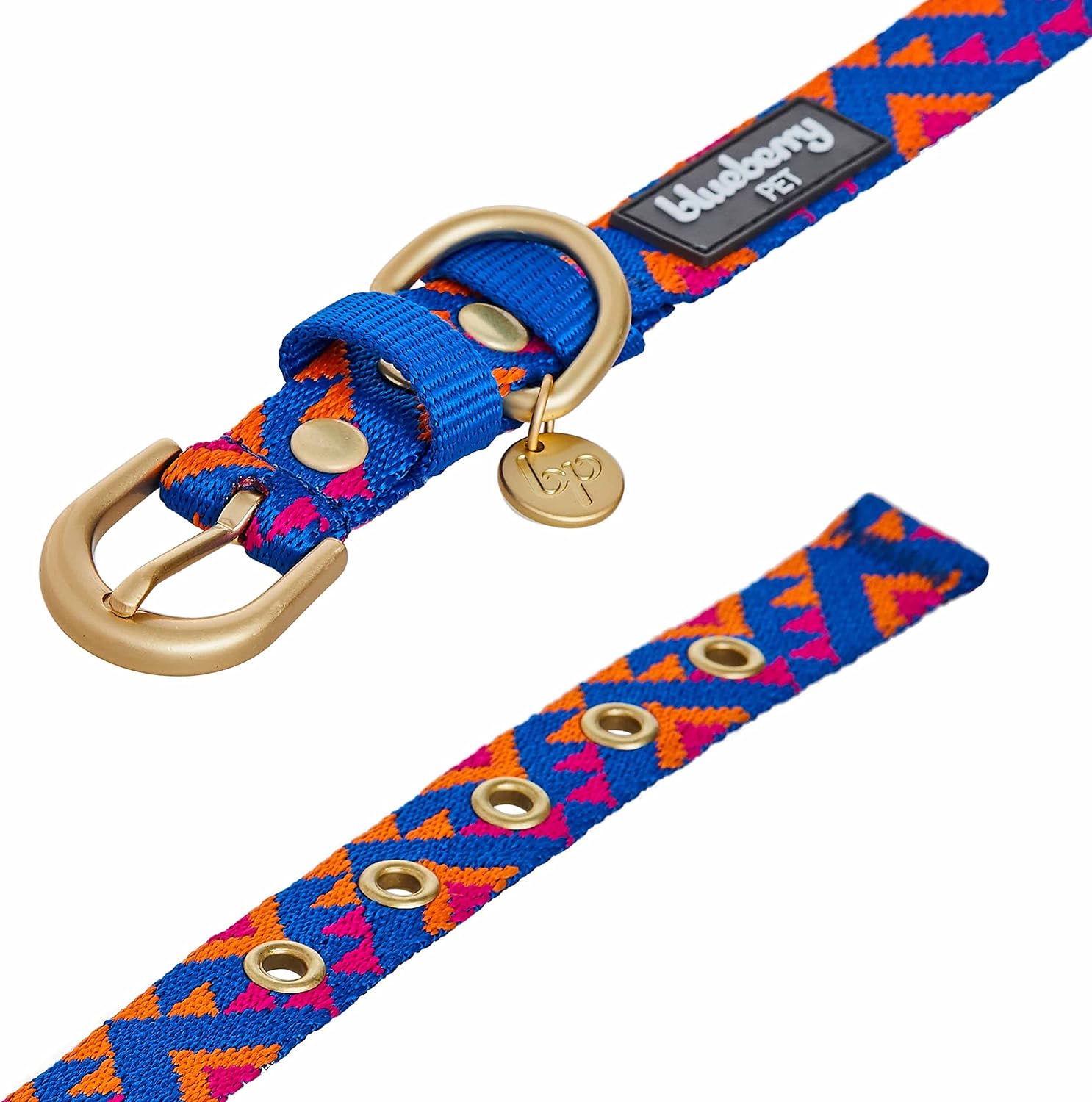 Blueberry Pet Southwestern Tribal Triangles Navy Blue Adjustable Dog Collar with Metal Buckle, Neck 19.5-26", for Large Breed image 5