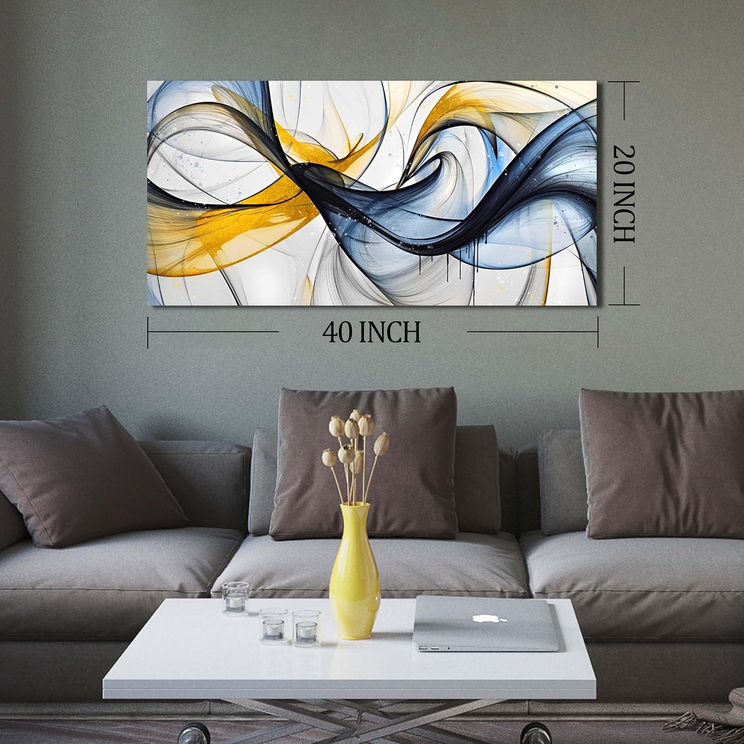 Abstract Office Artwork Wall Decor - Blue Canvas Art Wall Decor for Living Room - Modern Wall Art for Bedroom Size 20" x 40" - Image 7