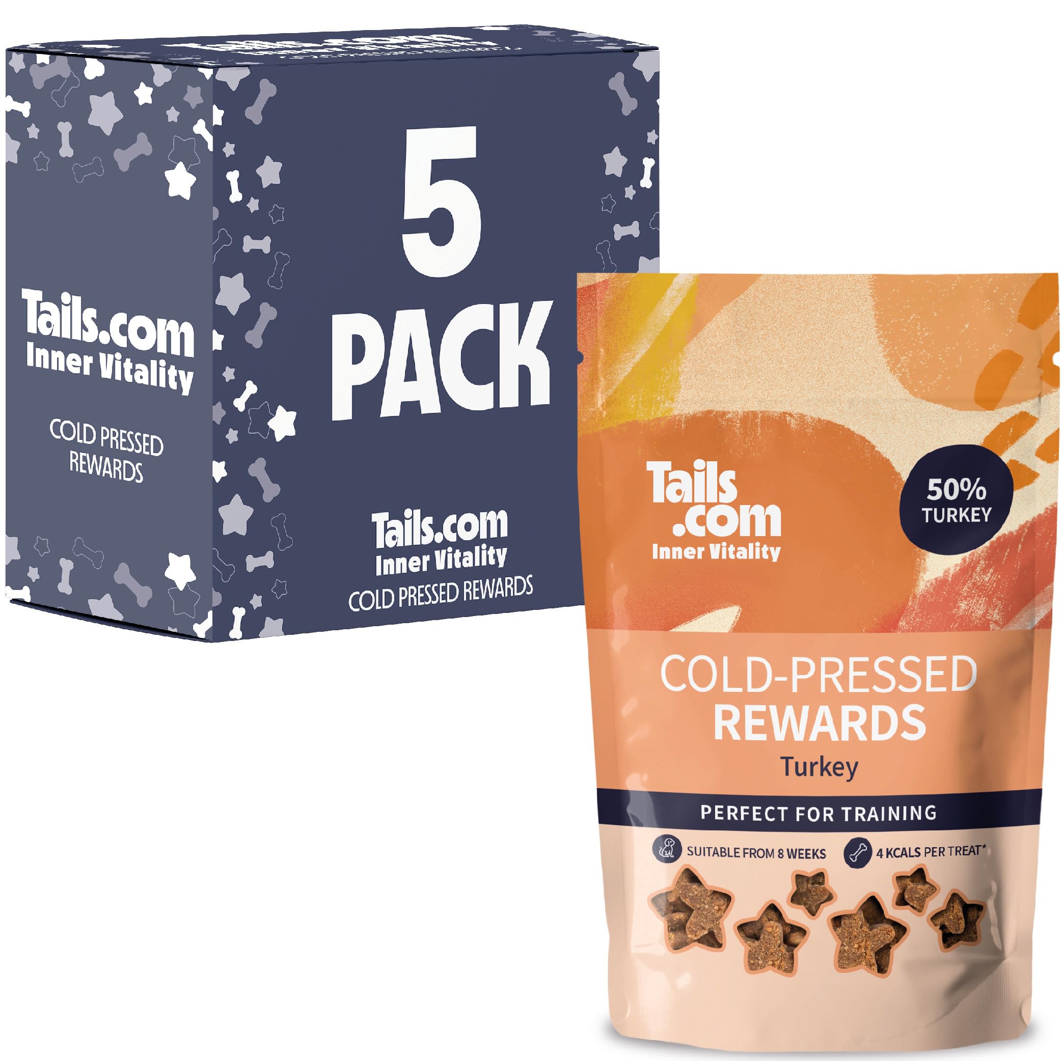 Tails.com • Dog Treats 5 x 70g • Cold Pressed Rewards 50% Turkey • Grain Free Recipe • No Artificial Colours or Flavours • Low Calorie Snacks • Single Source Protein for Easy Digestion