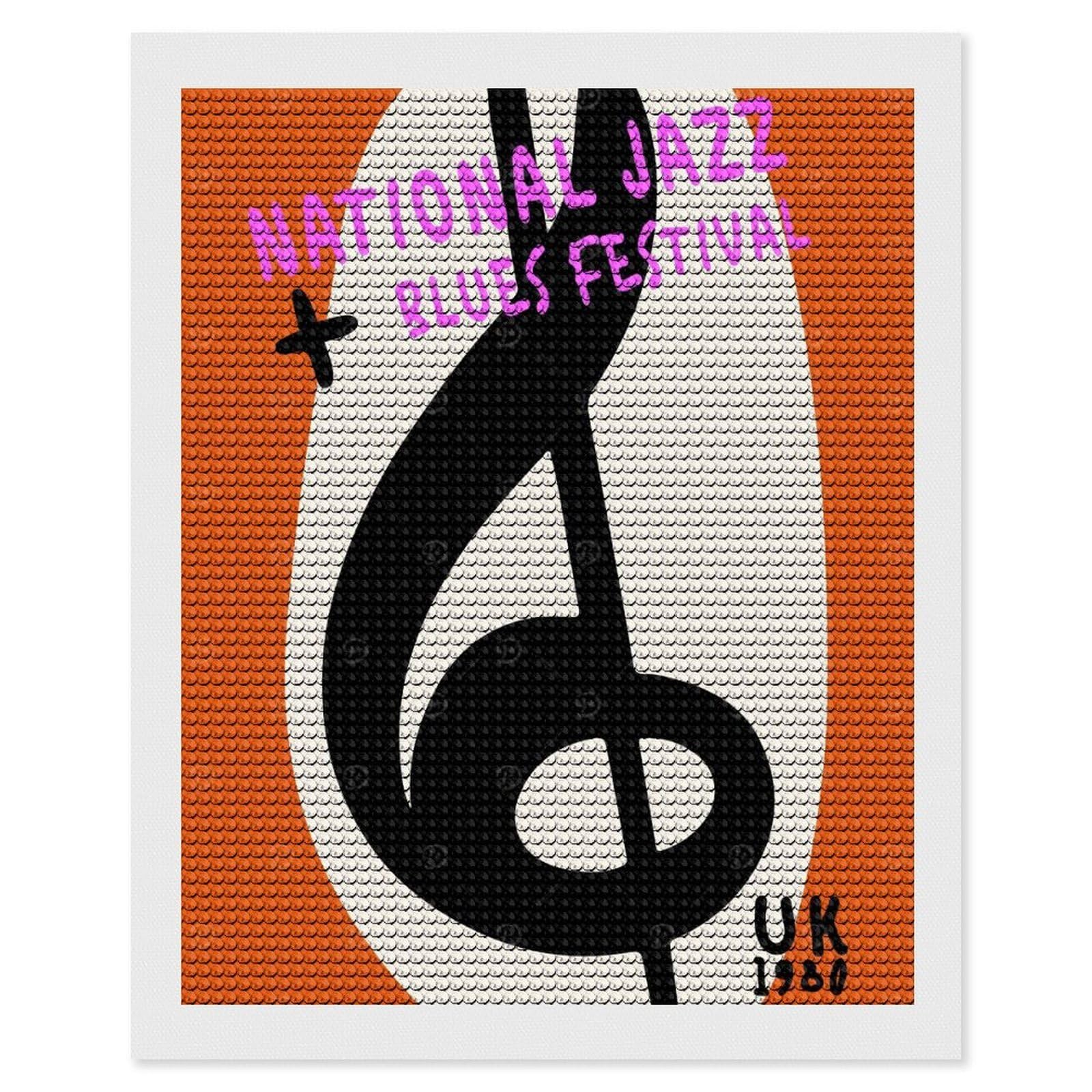 Junmoney Jazz and Blues Festival Diamond Painting Canvas Set 16"x20", Easy to Enjoy, Adhesive Canvas, Office Decor, Holiday Gift Idea, with Tool Kit