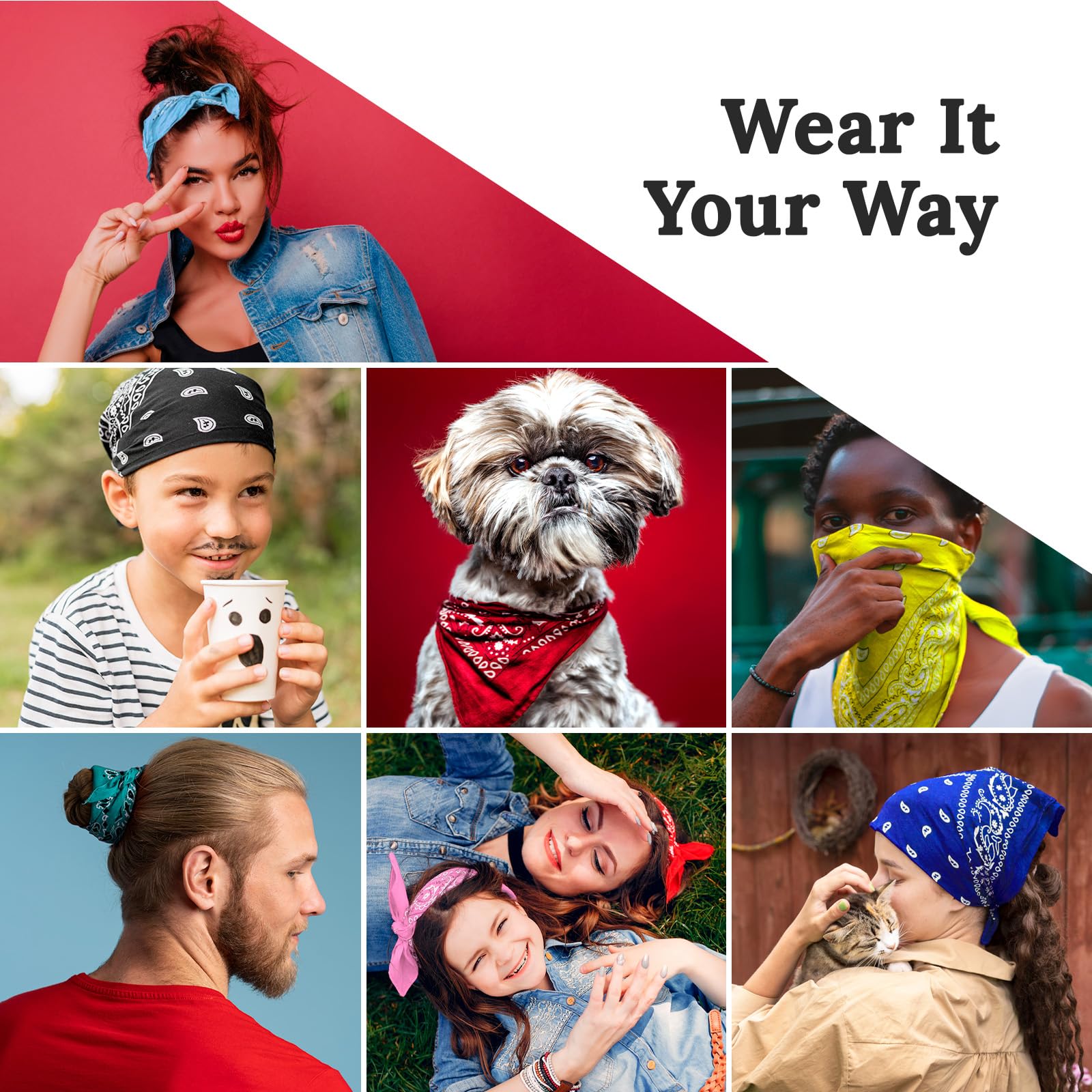 ZENO Szalik bandana ze 100% bawełny i włókien naturalnych - miękki, trwały, można prać w pralce - unisex dla mężczyzn i kobiet