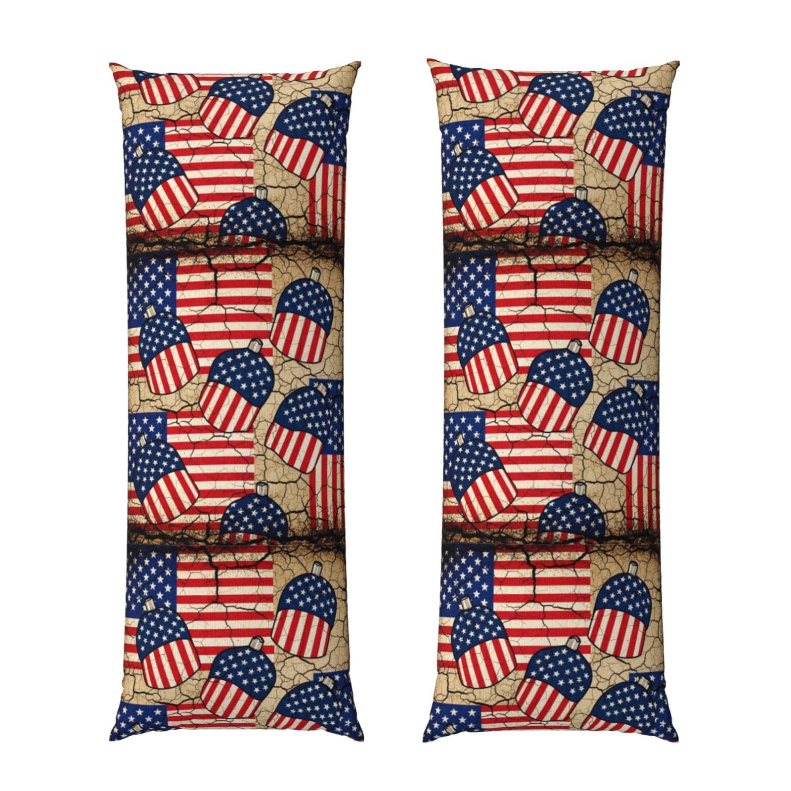 Body Pillow Cover 20x54, Grunge USA Flag, Decorative Zippered Pillowcase, Soft Cozy Flannel Fabric, Cushion Case for Couch Sofa Bedroom Home Decor