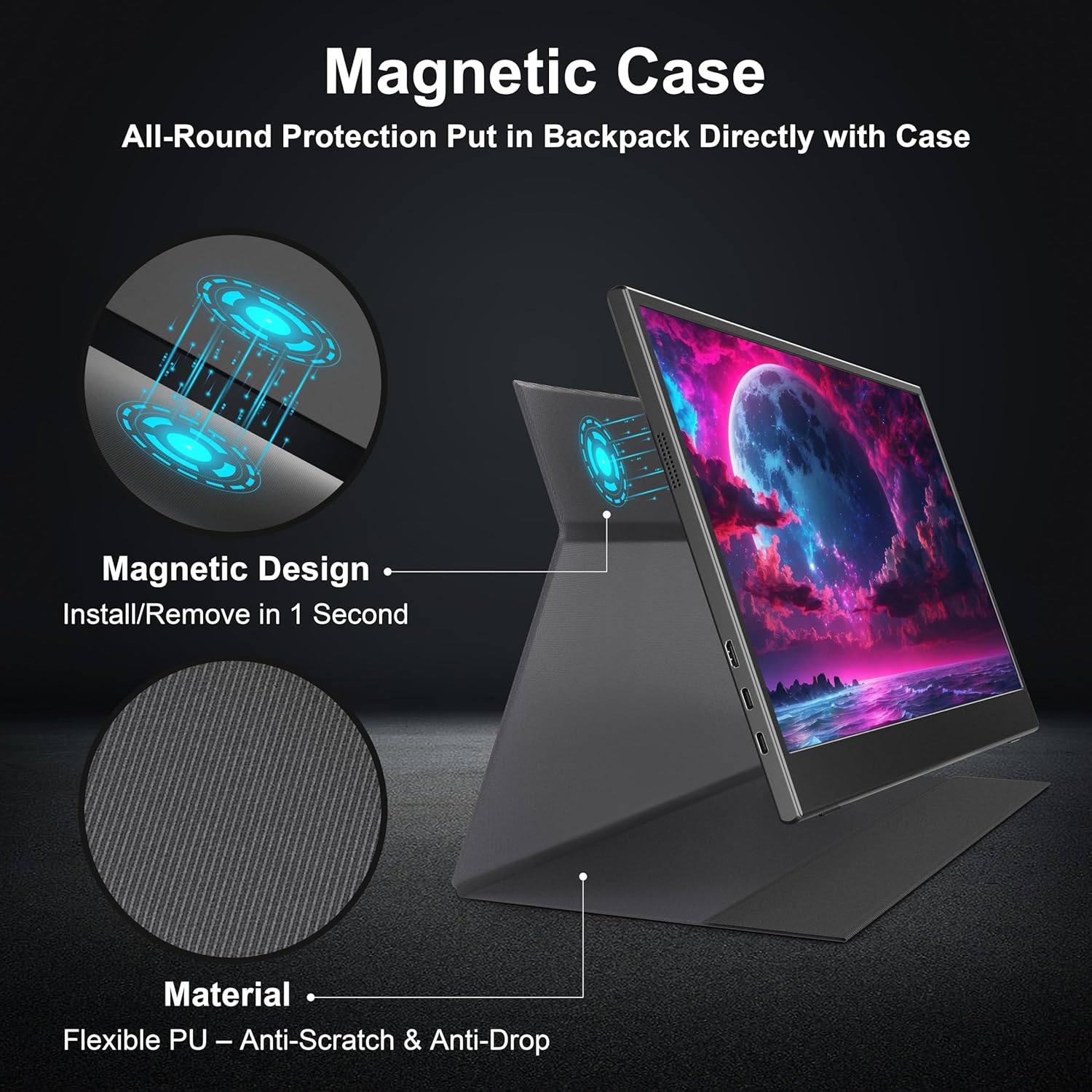 UFYQL 4K Portable Monitor 15.6 Inch, USB-C Laptop Screen with Metal Body & Magnetic Smart Cover, UHD IPS Second Display for MacBook PC, VESA Mountable Travel Monitor