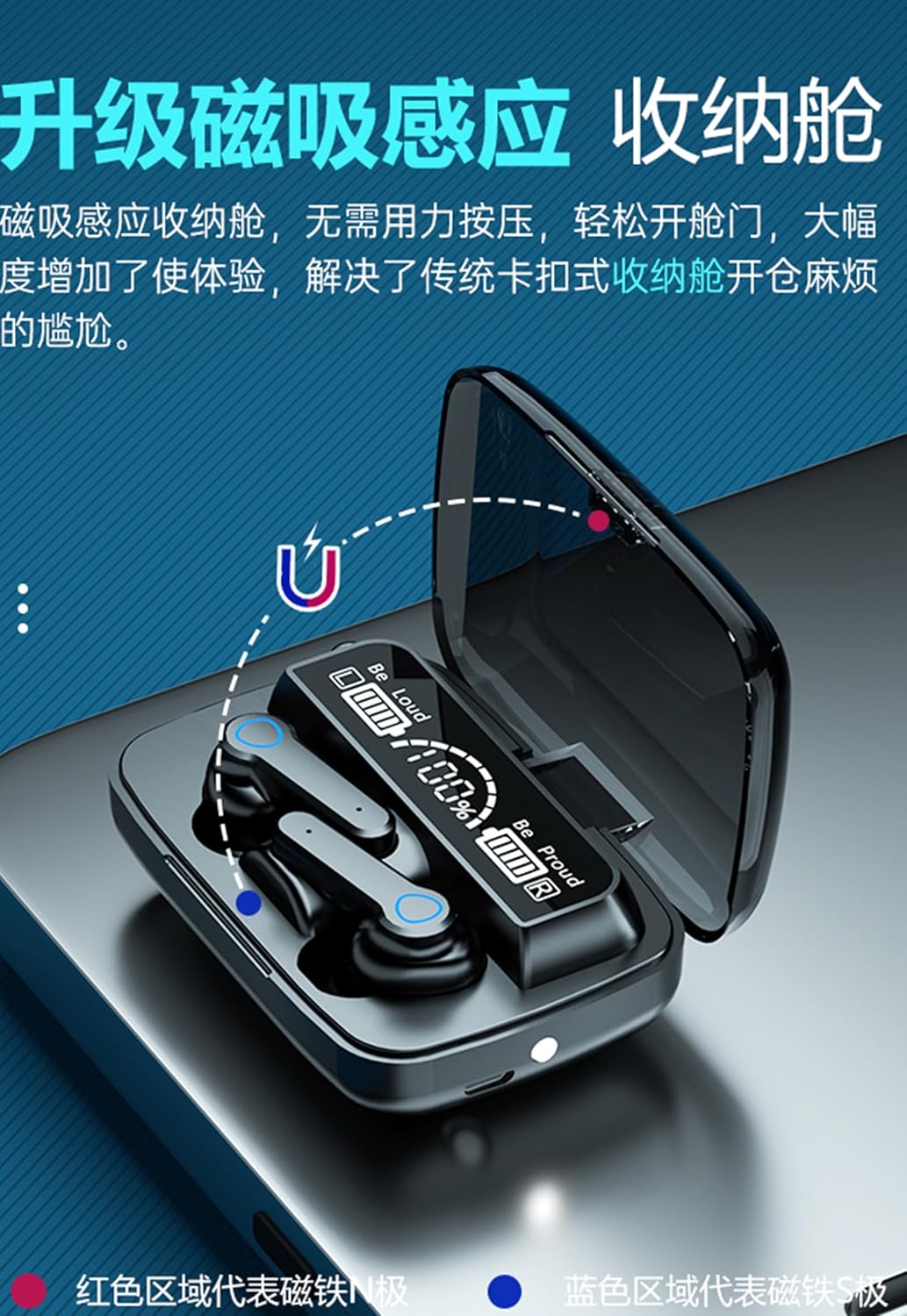 True Wireless Earbuds, 2024 Bluetooth Headphones 5.3 Earbuds, Waterproof Touch Control Ear Buds in-Ear Built-in Mic, with LED Power Display, IP7 Waterproof Earphones Sport Headset - Model 9