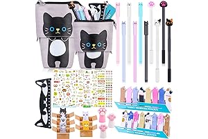 Wusteg Black Cute Cat Stationery Set (651 Pcs)