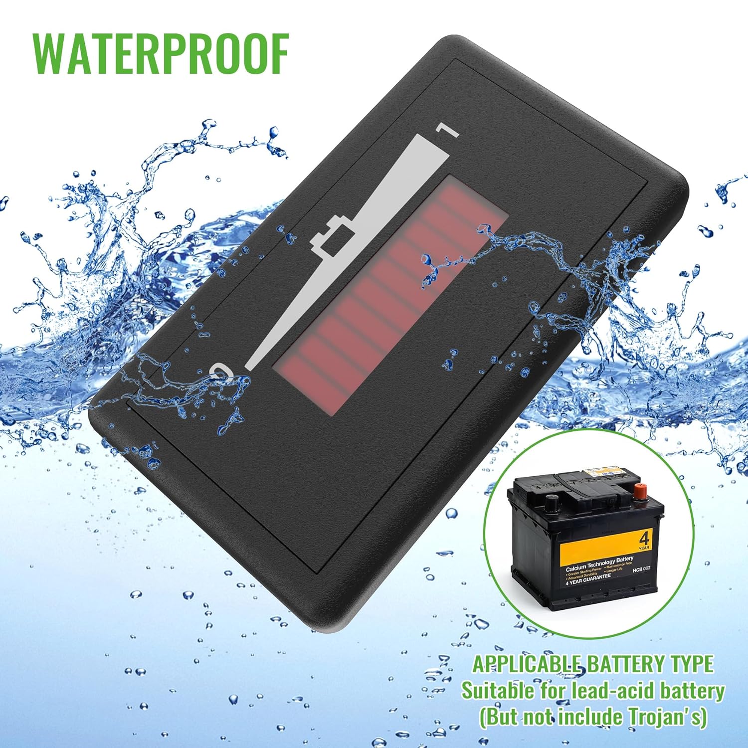 10L0L Golf Cart Battery Meter 48V LED Batteries Power Indicator, Compatible with Lead Acid Battery Powered Golf Cart for Yamaha, Club Car, EZGO, Lift, Lawn Mower, Leaf Trimmer, Motorhome etc