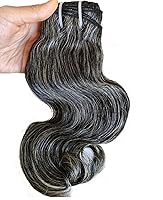 Vista 10 de Manojos de cabello humano gris sin procesar y natural, cabello donante real sal y pimienta virgen (30.48 cm 35.56 cm)