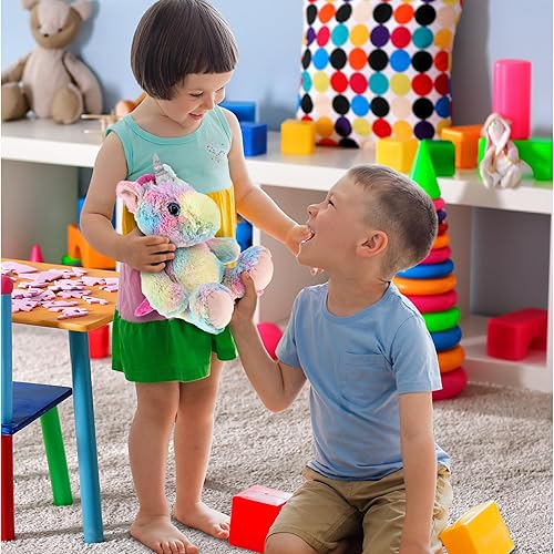 Miniatura 6 de DolliBu Animal de peluche de unicornio – Unicornio arcoíris sentado suave y abrazable, adorable juguete de peluche de unicornio para jugar, bonitos