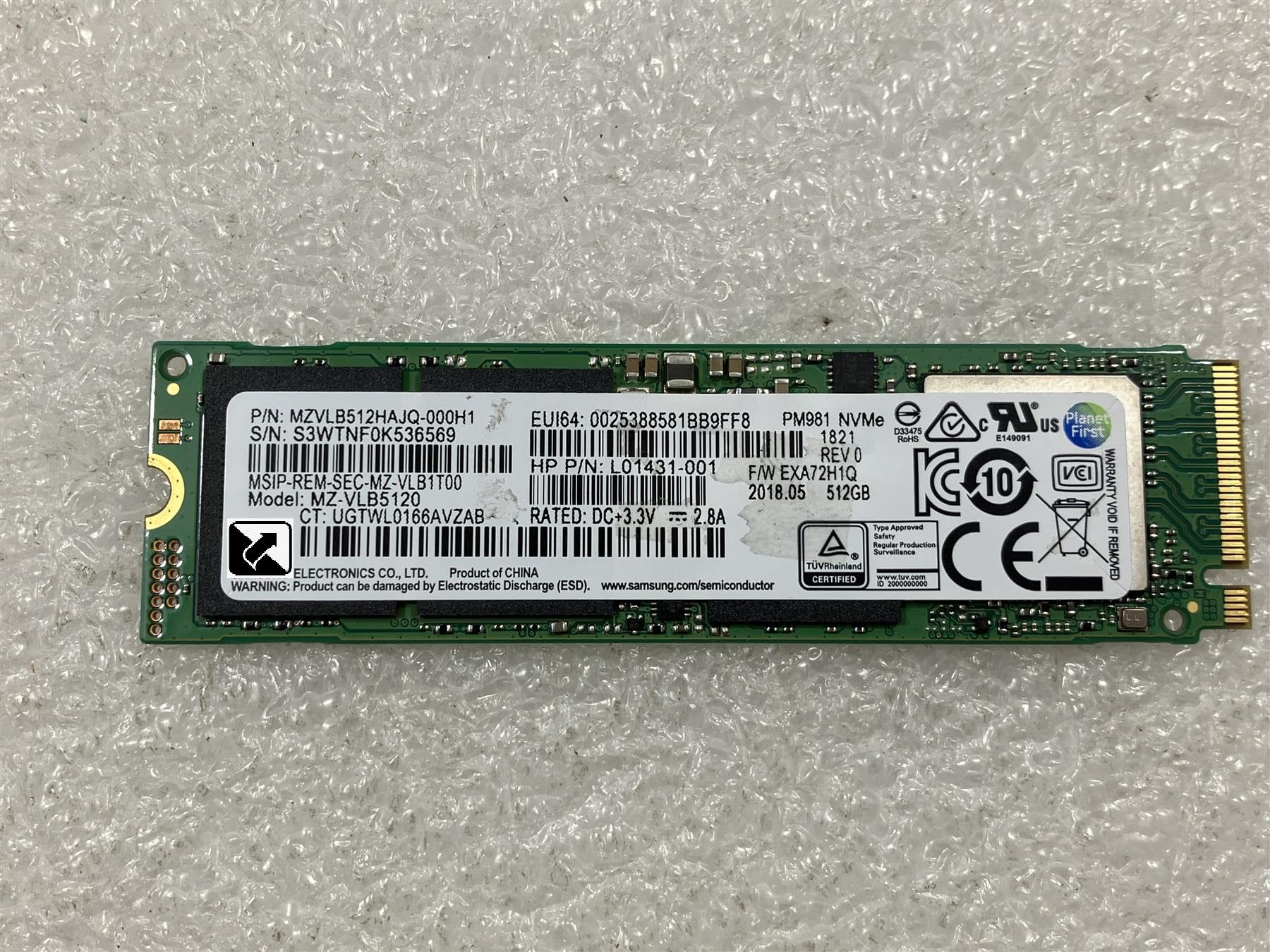 Pour Samsung L17852-001 MZVLB512HAJQ PM981 NVMe Solid State Drive