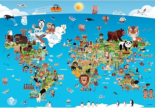 Anatolian Puzzle - Mapa del mundo de dibujos animados Rompecabezas de 260 piezas # 3338
