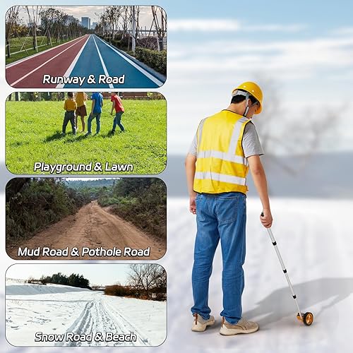 Miniatura 6 de YS YUSON Rueda de medición, rueda de medición telescópica de 4 pulgadas, longitud escalable, rueda de medición en pies y pulgadas, hasta 10,000 pies