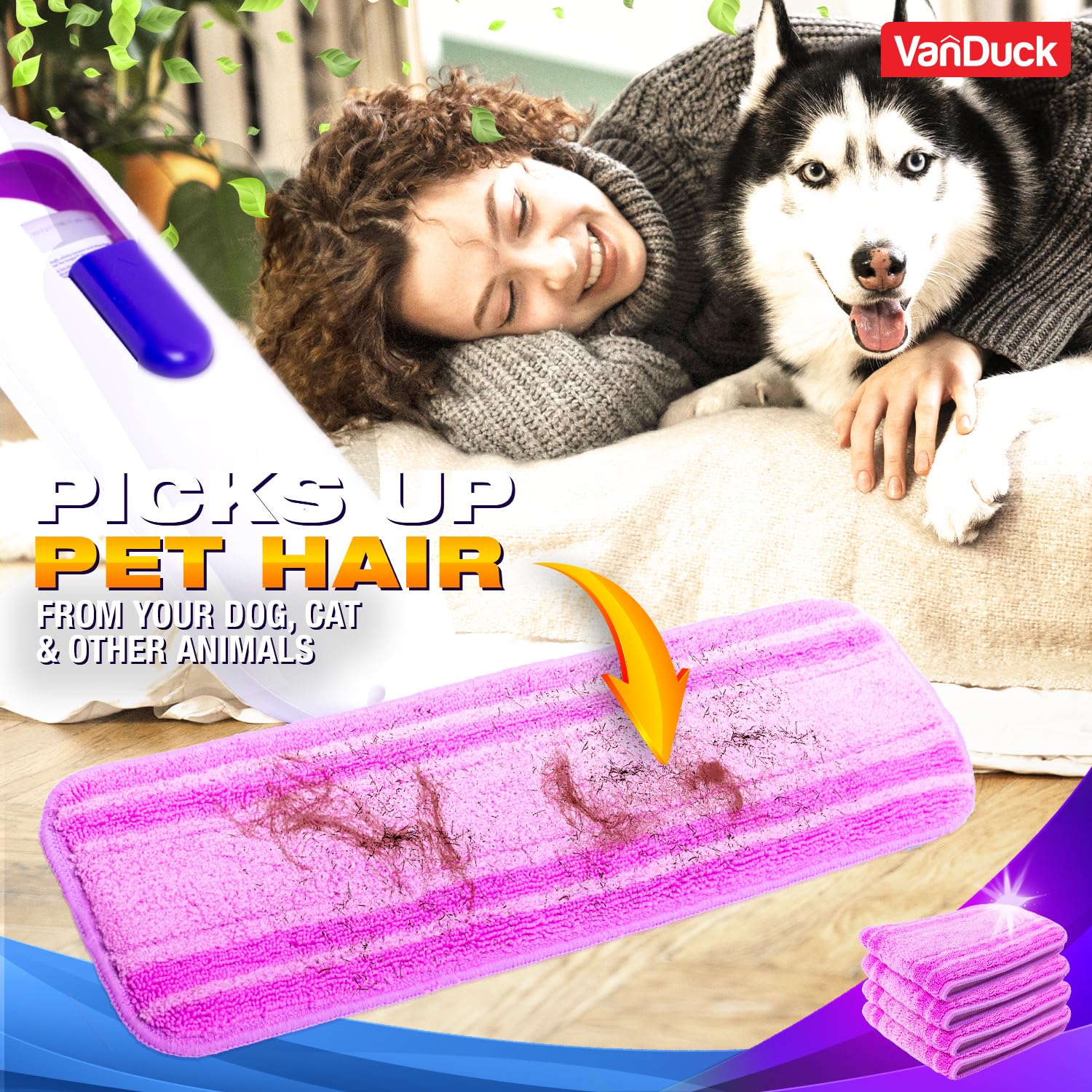 VanDuck Almohadillas reutilizables compatibles con Swiffer Power Mop (paquete de 6) – Recambio de mopa de microfibra para PowerMop – Recambios de almohadilla multisuperficie para mopa de pulverización