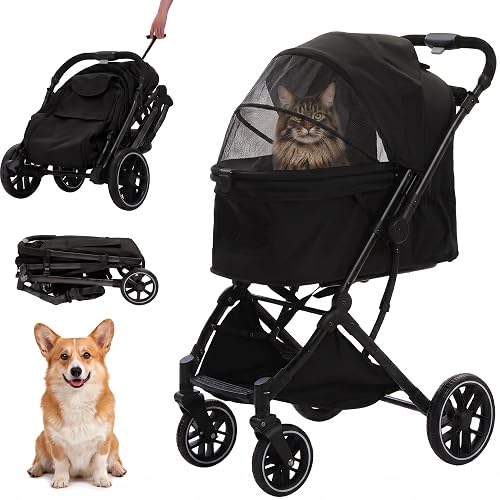MUTTROS Pet Stroller for Dogs & Cats, 66lbs, Black
