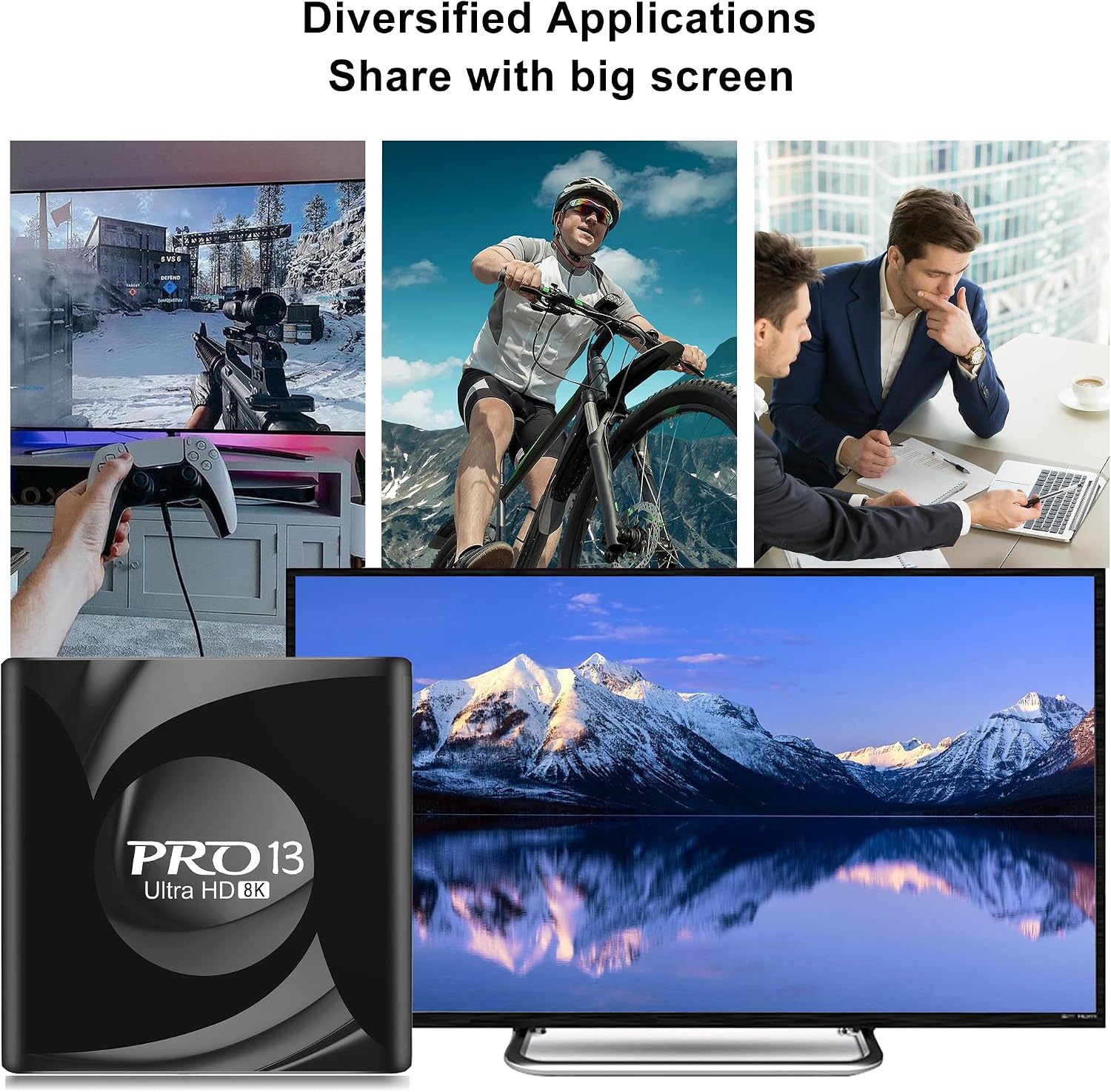 8K Android TV Box 13.0 2026 RK3528 Chip 2GB RAM 16GB ROM Smart TV Box Support WiFi6 BT5.0 USB3.0 Ethernet 1000M LAN 2K 4K 3D HDR10 HD Android Box PRO13