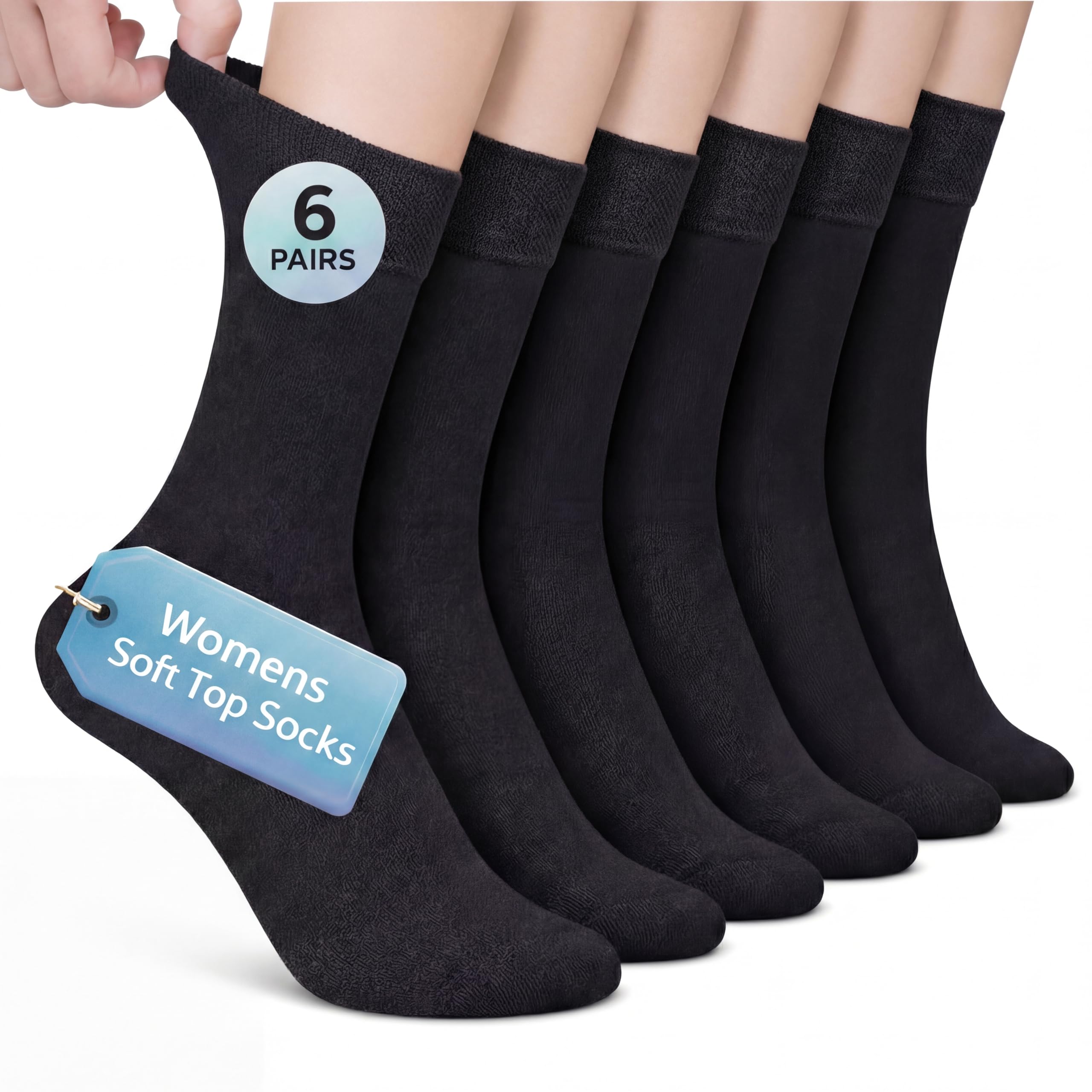 Towelogy Ladies Diabetic Socks | Cotton Rich Soft Top Socks with a Non Elastic Cuff to Support Circulation and Relieve Swollen Feet and Ankles | Diabetic Socks for Women | UK Size 4-8 (6, Black)