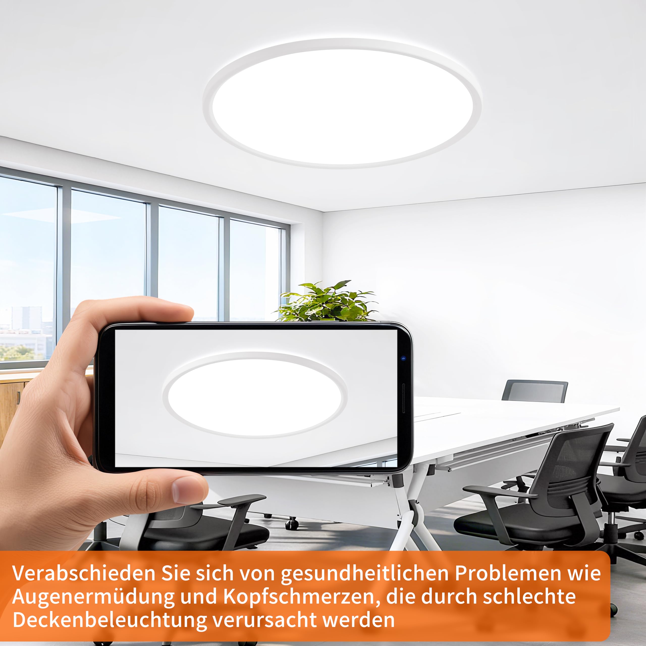 59CM LED Deckenleuchte Dimmbar mit Fernbedienung 56W Weiß | Dimmbar 3000-6500K, Ultra Dünn 2.5CM, Wasserfest IP45, 60s/1Hrs Timer, 10–100 % Helligkeit, Nachtlicht, für Schlafzimmer