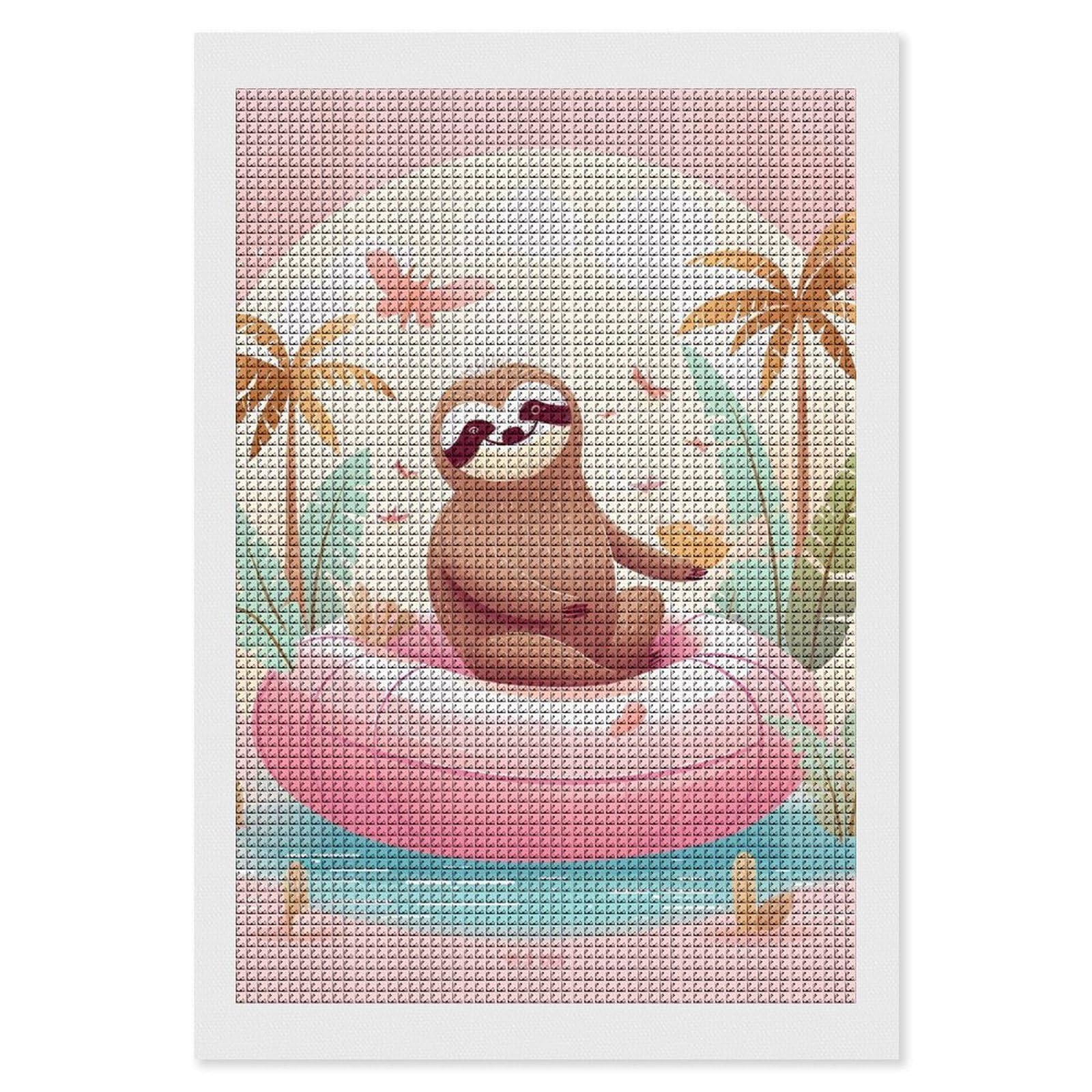 Sloth Flamingo Diamond Art Kits for Adults, DIY 5D Diamonds Painting Kits for Beginner, Round Full Drill Diamond Dots Painting, 8"x12" Diamonds Pictures Gem Art and Crafts Wall Decor