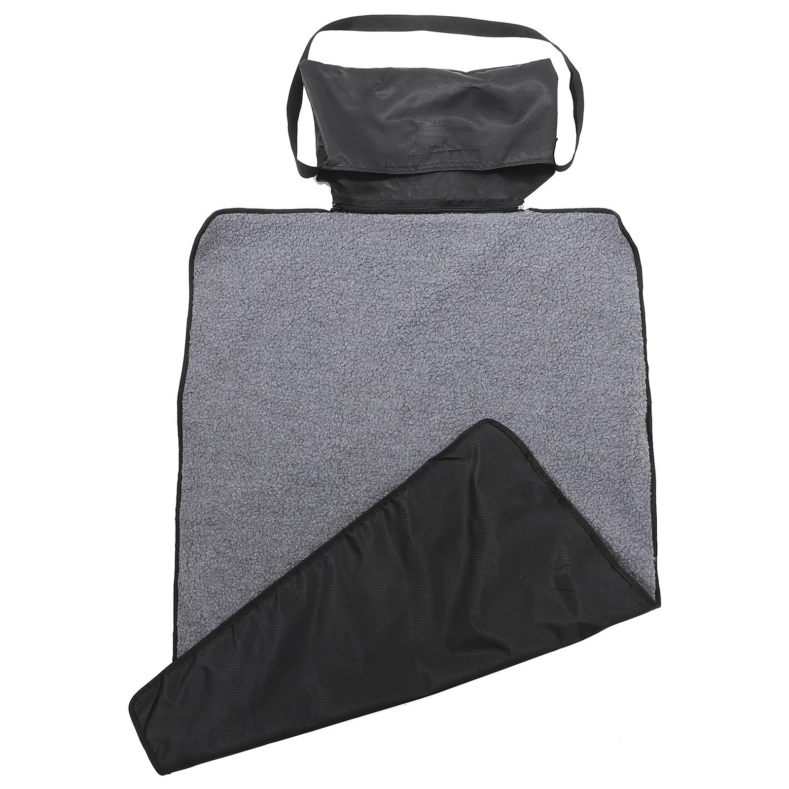 LALAFINA Manta Plegable para Mascotas Negra de Lana, Portátil y Rectangular | Bolsa Lateral Cremallera, Uso Exterior como Esterilla de Viaje, Fácil de Guardar y Multifunción