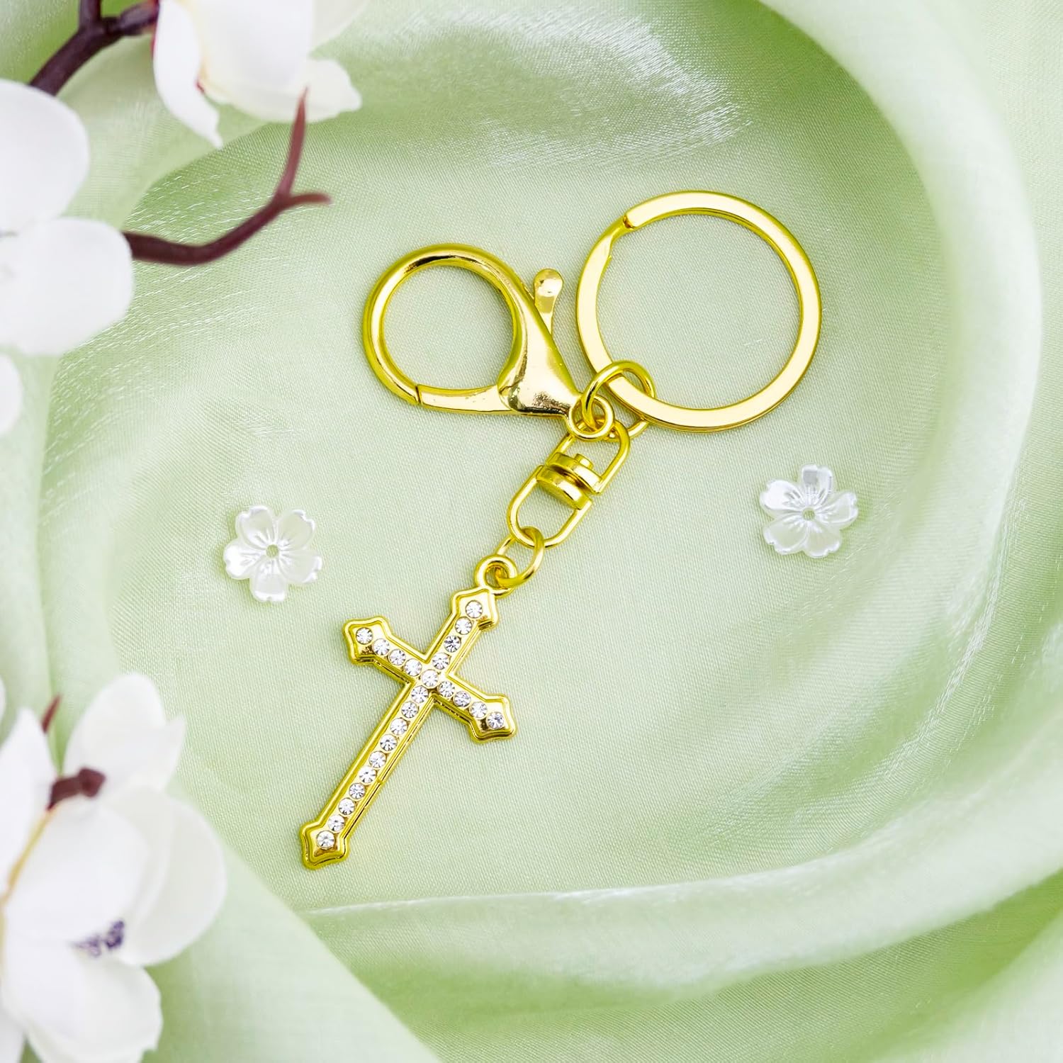 Christian Gifts for Women Cross Keychain for Women Gold Bag Charms Christian Keychain Cross Bag Charm Handbag Charms for Purses Car Keys Accessories Christmas Birthday Gifts for Her - Image 3