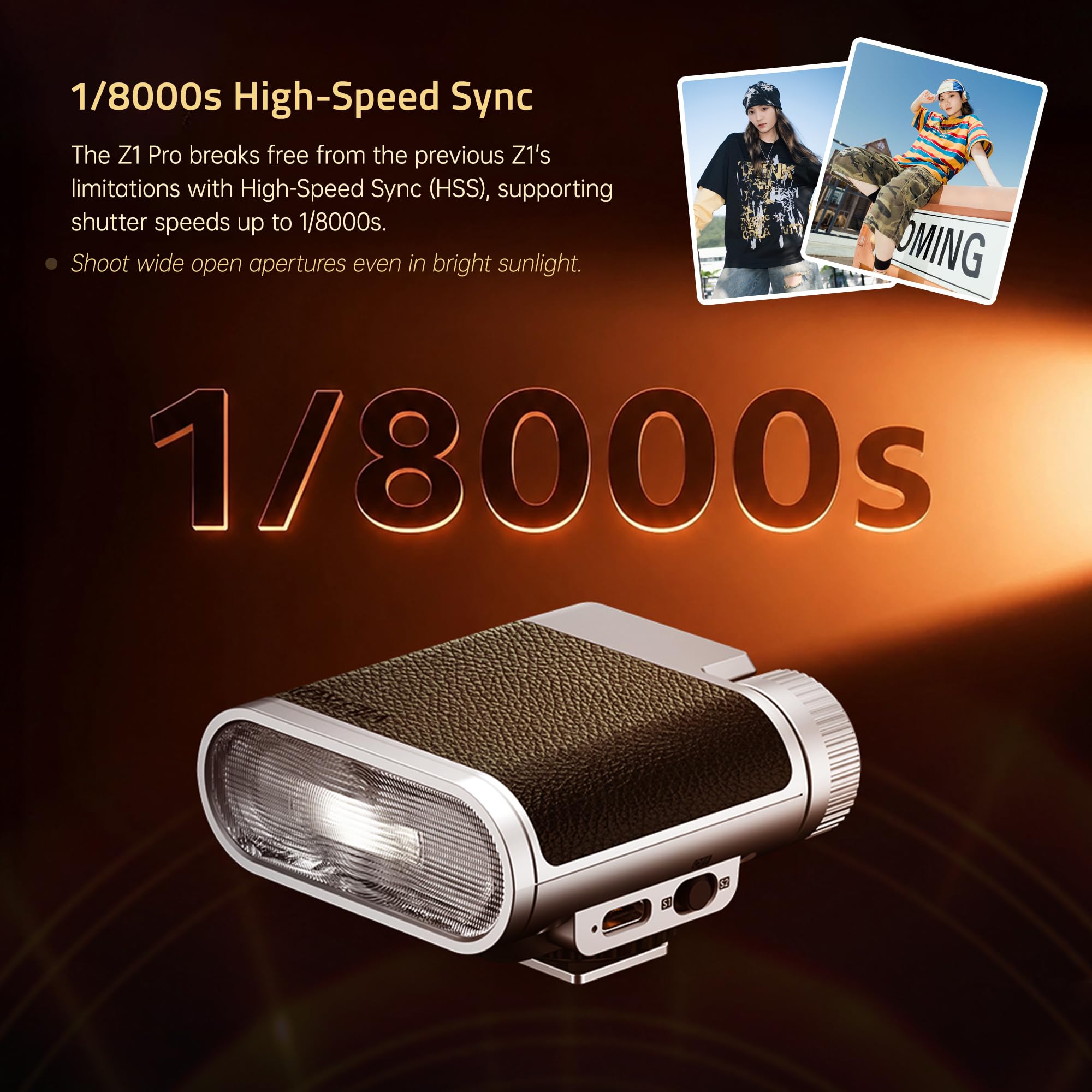 VILTROX Vintage Z1 Pro TTL Retro On-Camera Flash con Touch Display, 24Ws 1s Riciclare GN12 CCT 6000K ± 200K Mini Flash per Fotografia Portatile Illuminazione (per Nikon)