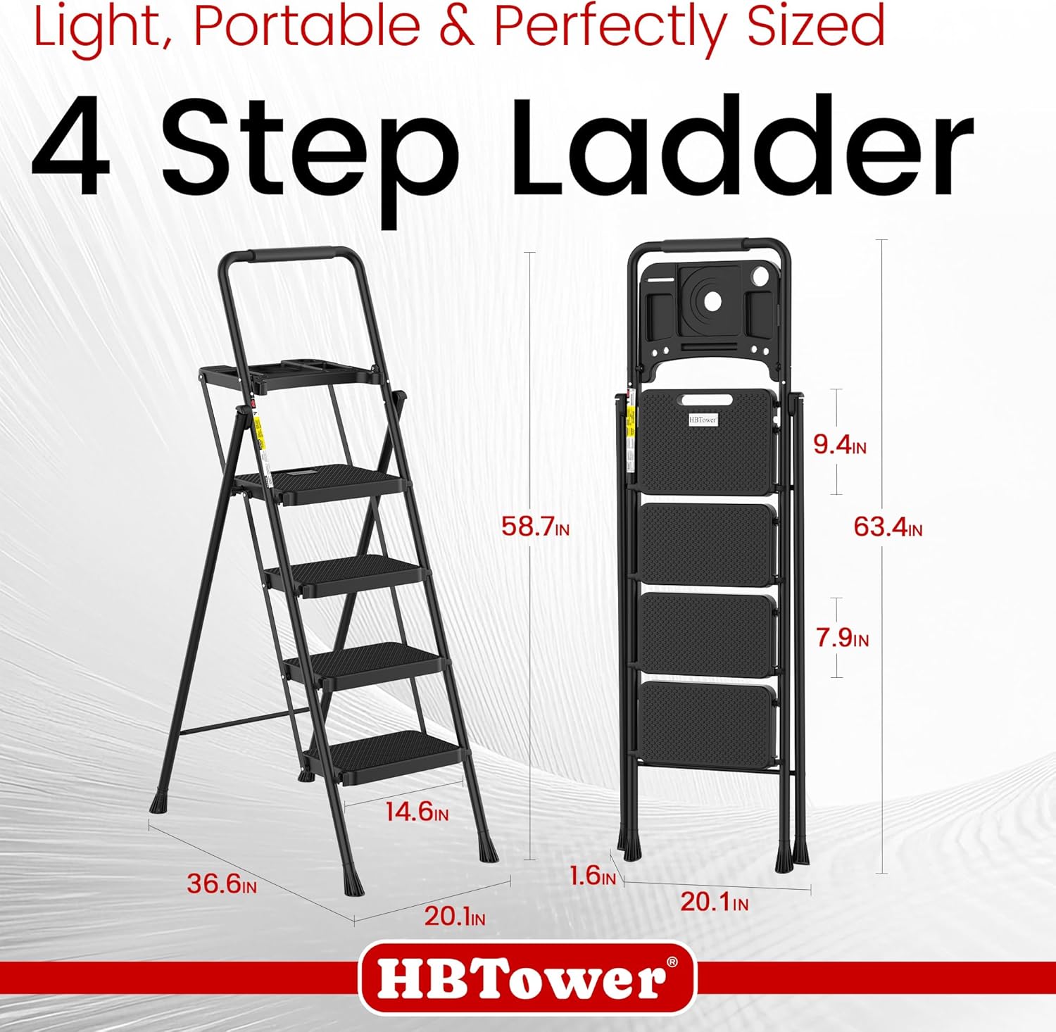 Compact & Secure Folding Step Stool with Anti-Slip Pedals and Handrail
