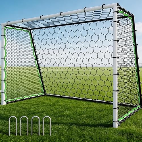 7x5 FT Soccer Rebounder Net Goals, 5-in-1 Steel Frame Rebound Goal Trainer for Passing, Control and Shooting, High-Strength Net, All Ages