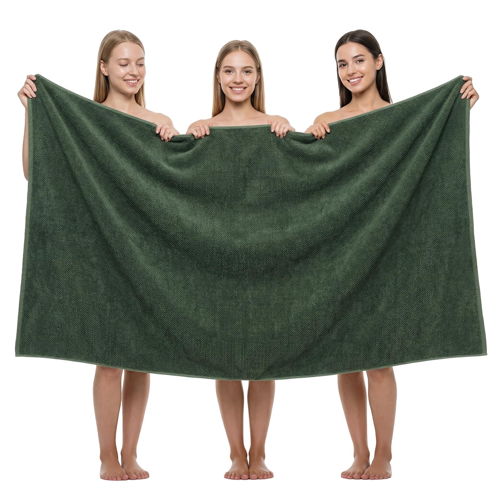 REDKISS Pack of 1 Jumbo Bath Sheet, 100 x 200cm Microfibre Oversized Bath Towel for Bathroom, Extra Large & Lightweight, Quick-Dry, Super Soft & Absorbent, Perfect to Wrap Yourself in, Olive Green