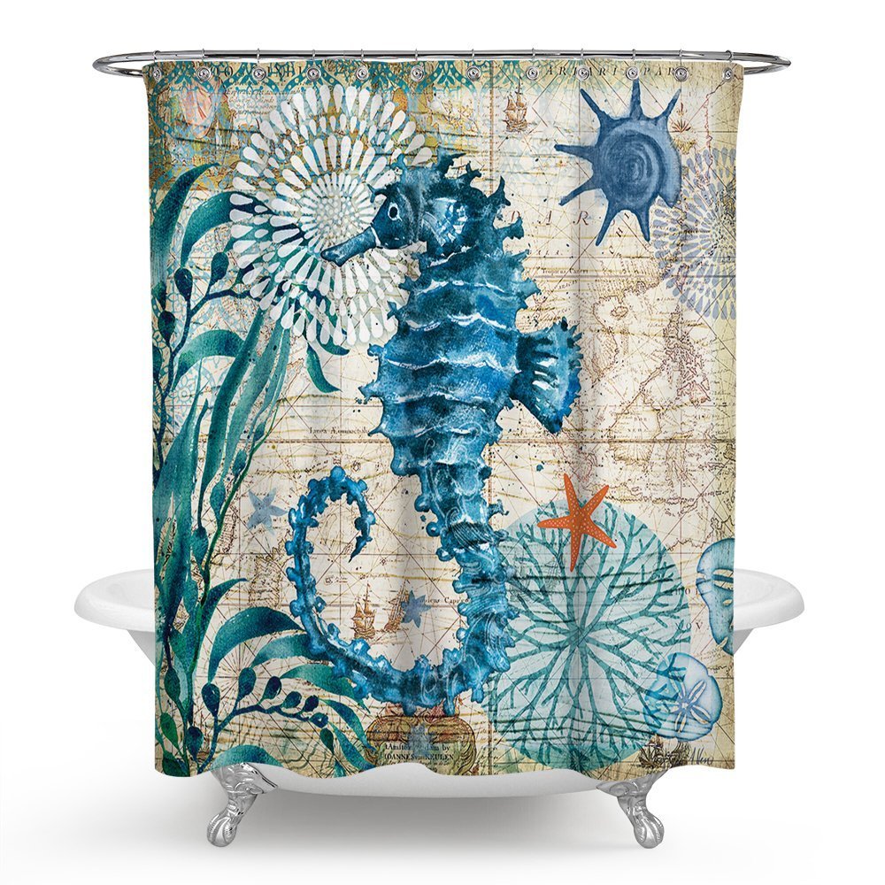 Seahorse Shower Curtains Curtains & Drapes 2023