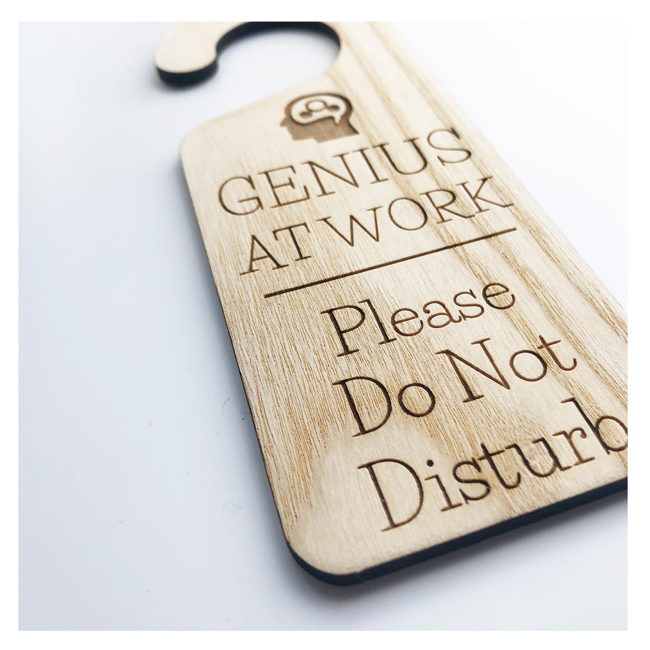 Lovethis** Plywood Genius At Work Funny Please Do Not Disturb Door Sign Wooden Hanging Door Knob Sign Office Home