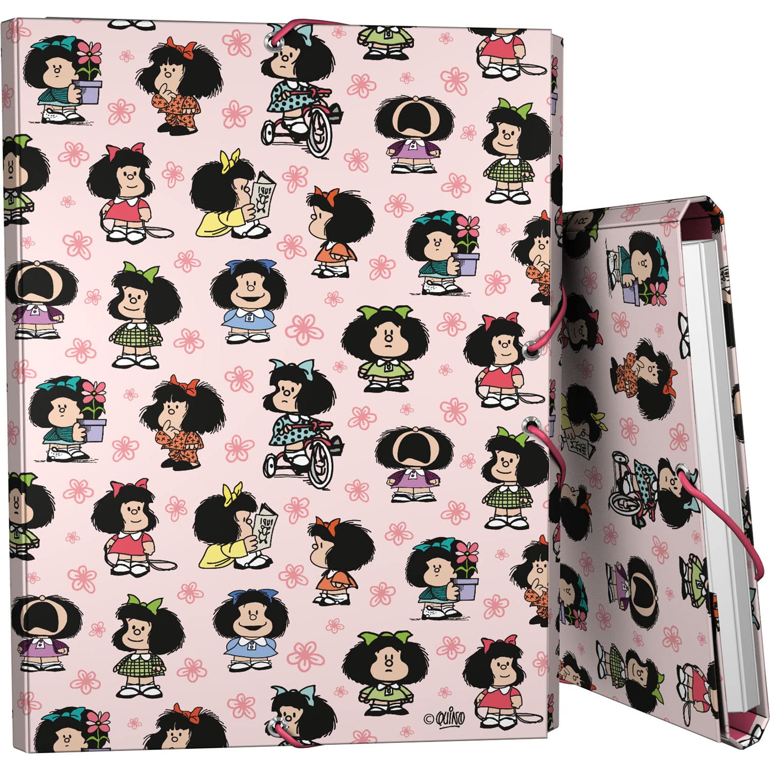 Grafoplás | 3 Flap Folder | Lined Cardboard | Hardcover | Folio Size | Unique Mafalda Design Collection | FSC Certified