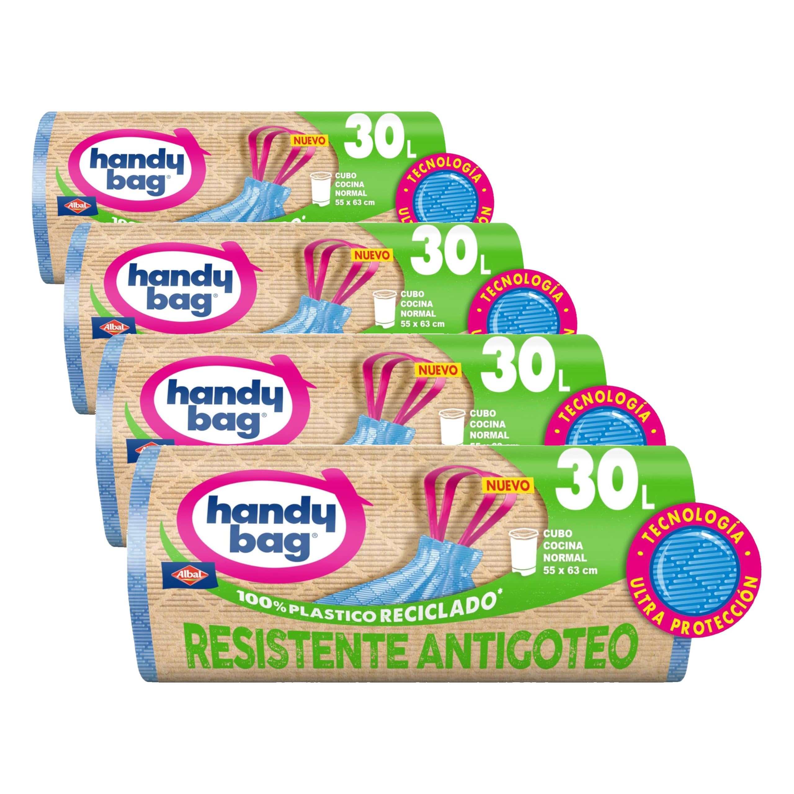 Handy Bag Bolsas de Basura Resistente Antigoteo, 100% Reciclado, Autocierre, 50L, 8 Bolsas, 1 Paquete — view 10