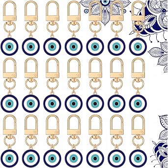 Nosiny 24 Pcs Evil Eye Keychains Turkish Blue Beads Charms