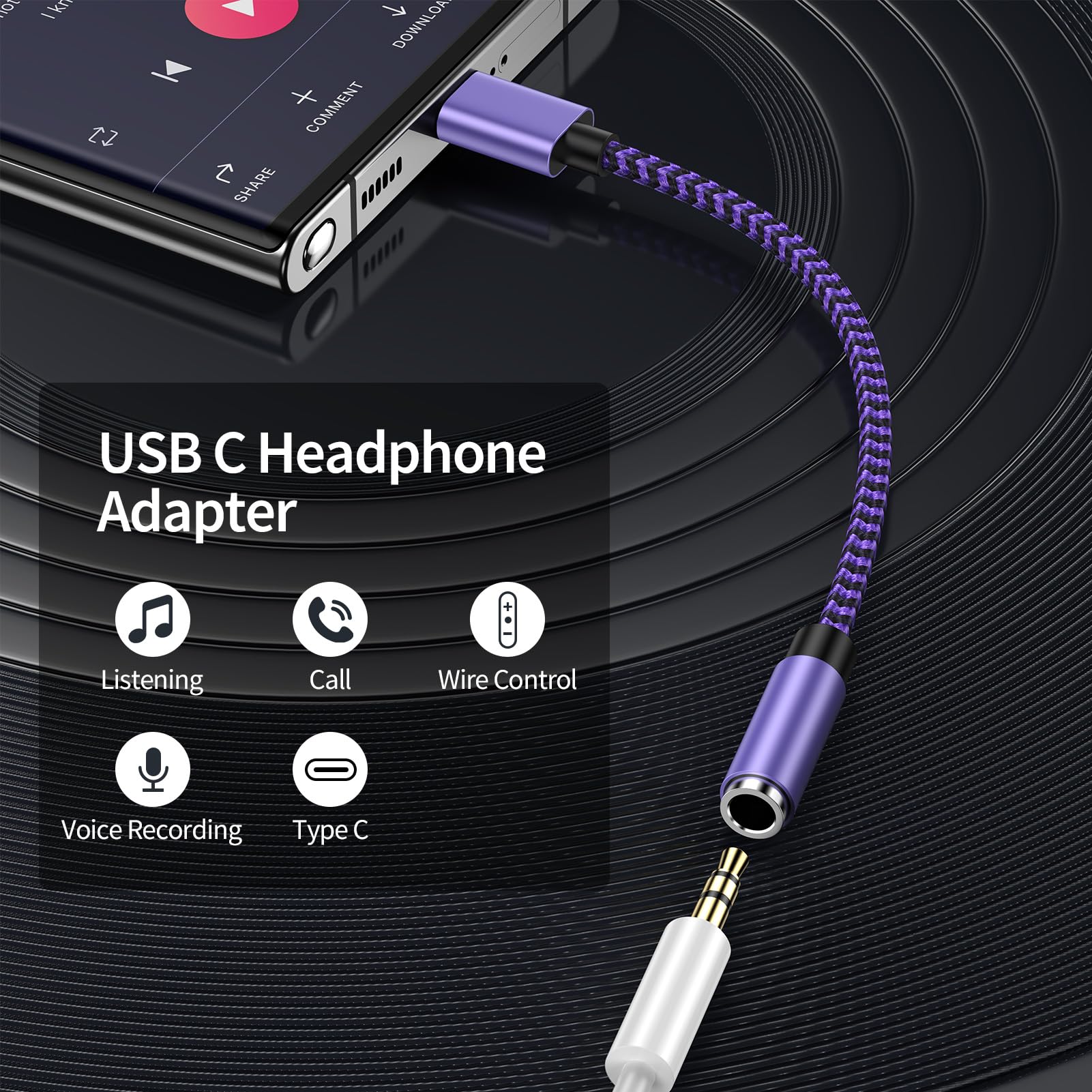 Adattatore da USB di tipo C a jack Aux per cuffie femmina da 3,5 mm per iPhone 16 Pro Max/16e/16 Pro/16 Plus/16/15, adattatore per cuffie USB-C Dongle per iPad 2025/iPad Pro 11", iPad mini7/Air 5