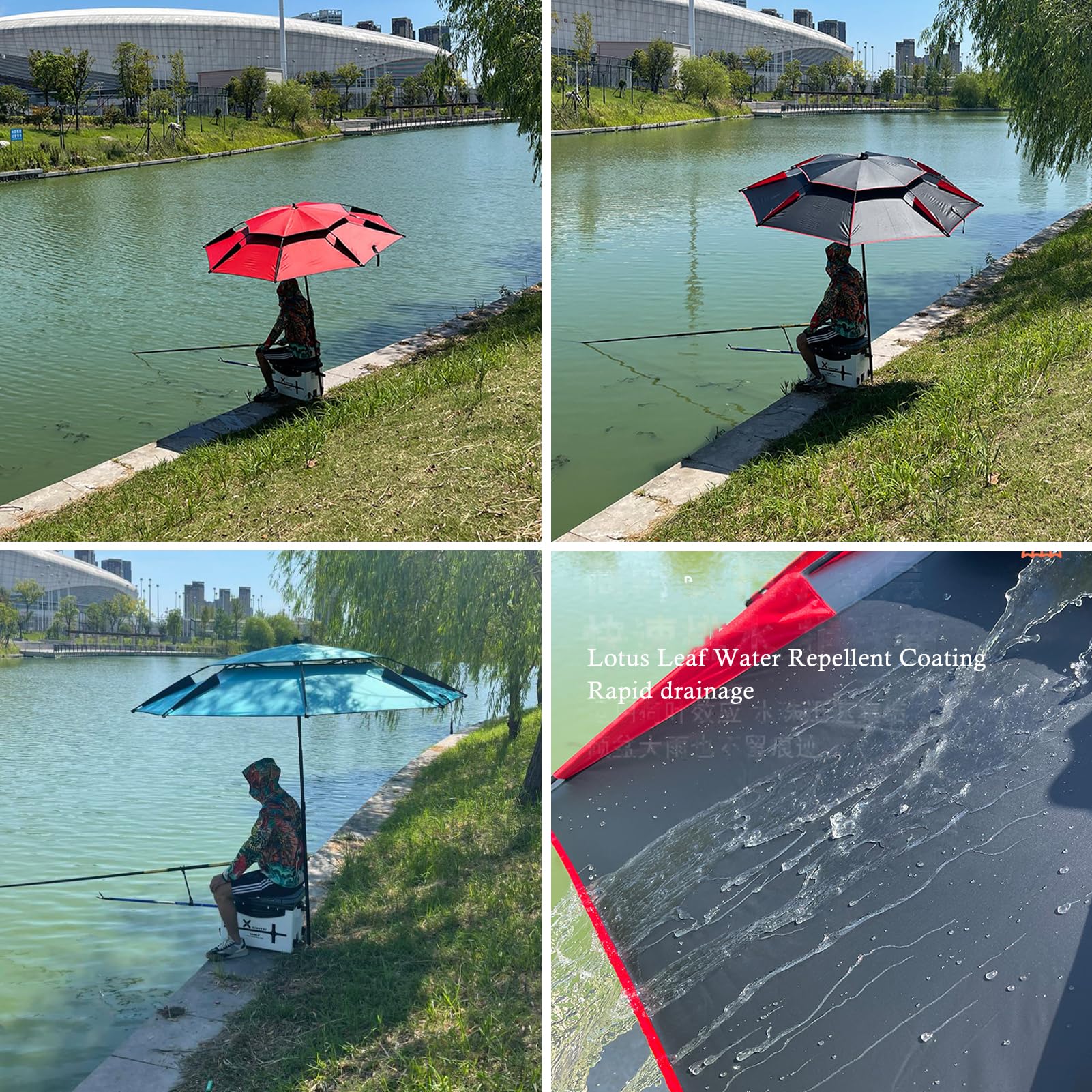 Parasol wędkarski na zewnątrz, 2,0/2,2/2,4 m, parasol wędkarski z kotwicą piaskową i torbą, duży parasol przeciwsłoneczny wodoodporny wiatroszczelny, dwuwarstwowy parasol plażowy dla